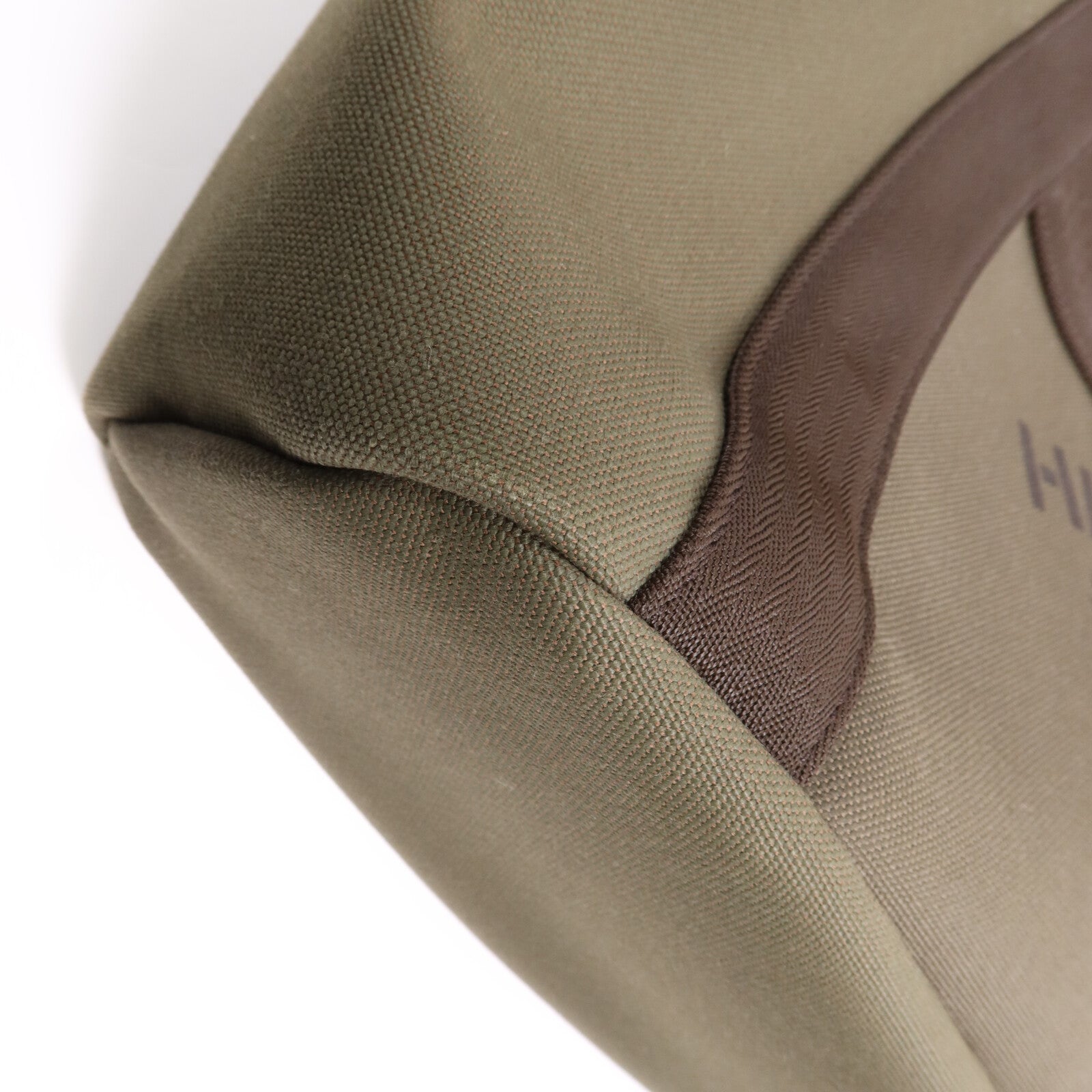 HERMES 【激減優惠】帆布Sac De Pansage Groom銀扣手挽肩背兩用袋Green
