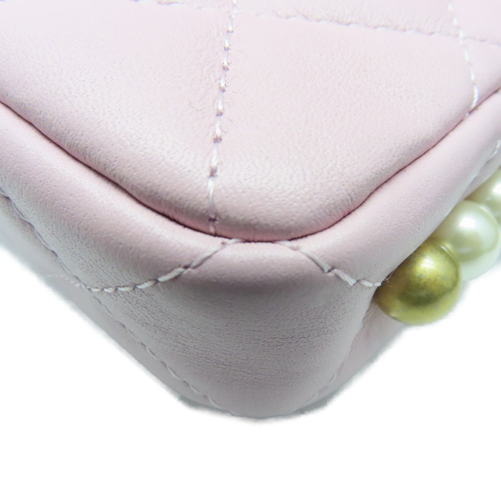 CHANEL 菱格牛皮皮革Chain Shoulder Bag金扣肩背袋粉红色