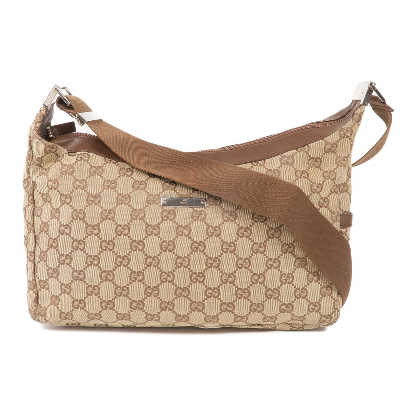 GUCCI 帆布Shoulder Bag銀扣肩背袋