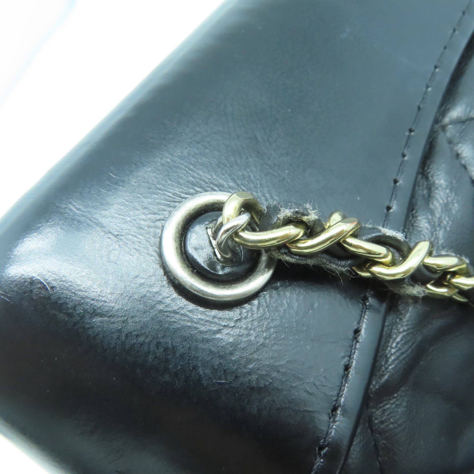 CHANEL 菱格牛皮皮革Backpack金扣/銀扣背包黑色