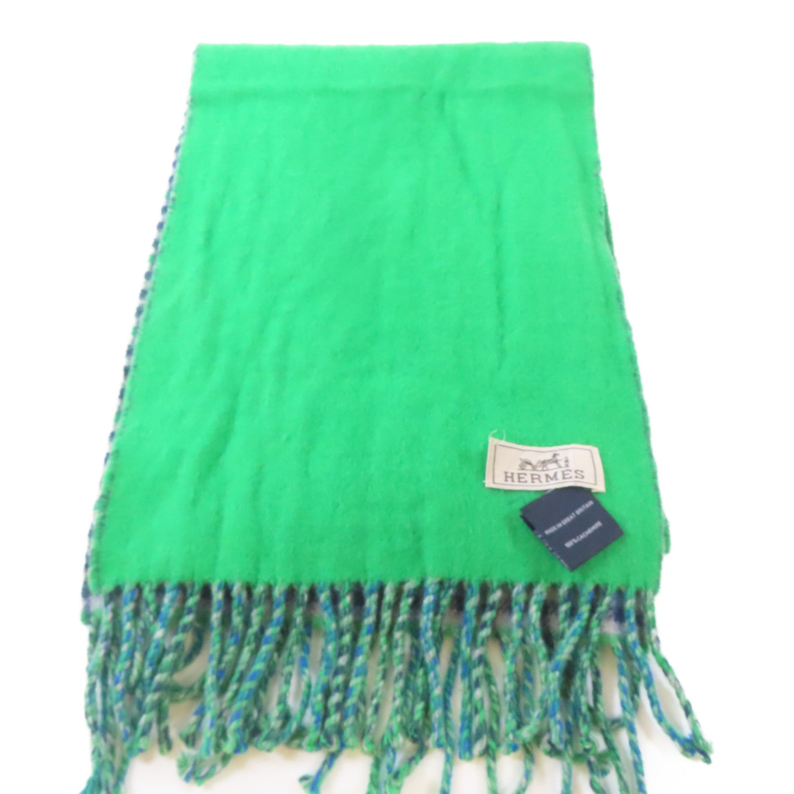 HERMES 羊絨Scarf圍巾綠色/藍色