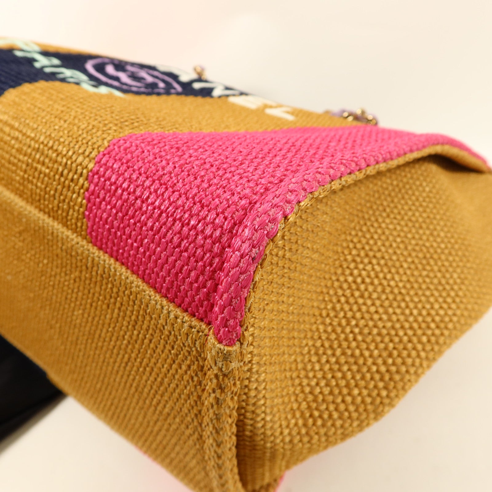 CHANEL Raffia Striped Straw Raffia Deauville Tote金扣手挽肩背兩用袋