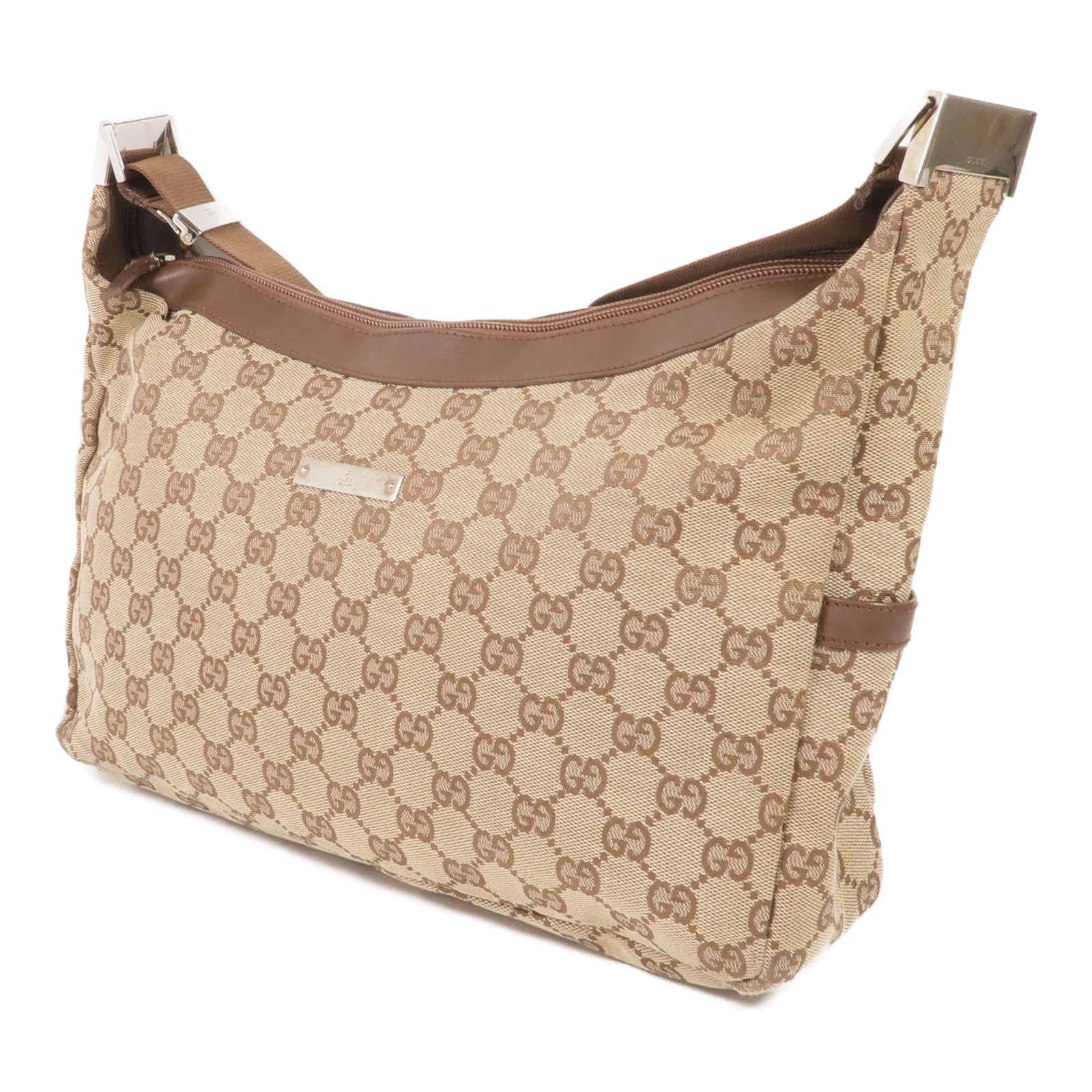 GUCCI 帆布Shoulder Bag銀扣肩背袋