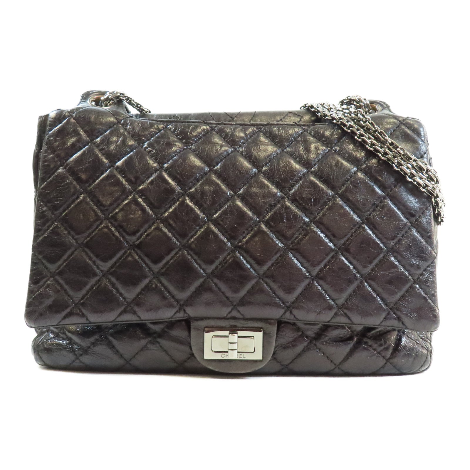 CHANEL CC SHW Chain Shoulder Bag Calfskin Leather Black