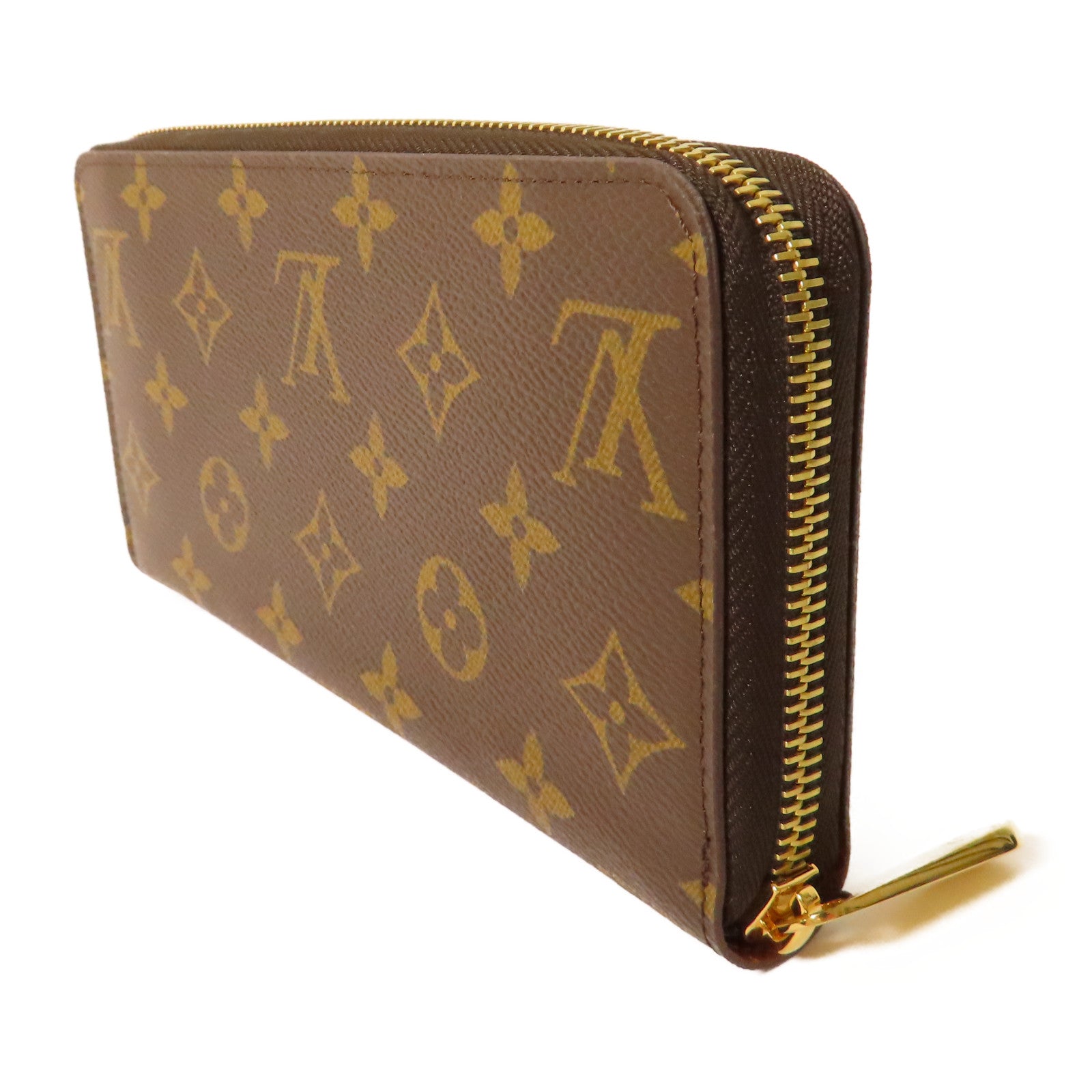 LOUIS VUITTON Monogram Zipper Long Wallet金扣長錢包棕色
