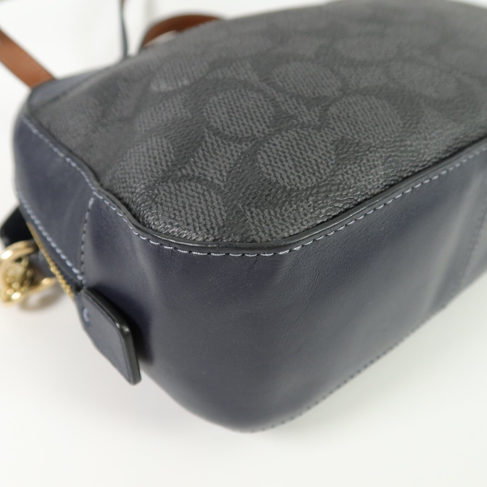 COACH 塗層帆布/牛皮皮革Camera Bag肩背袋