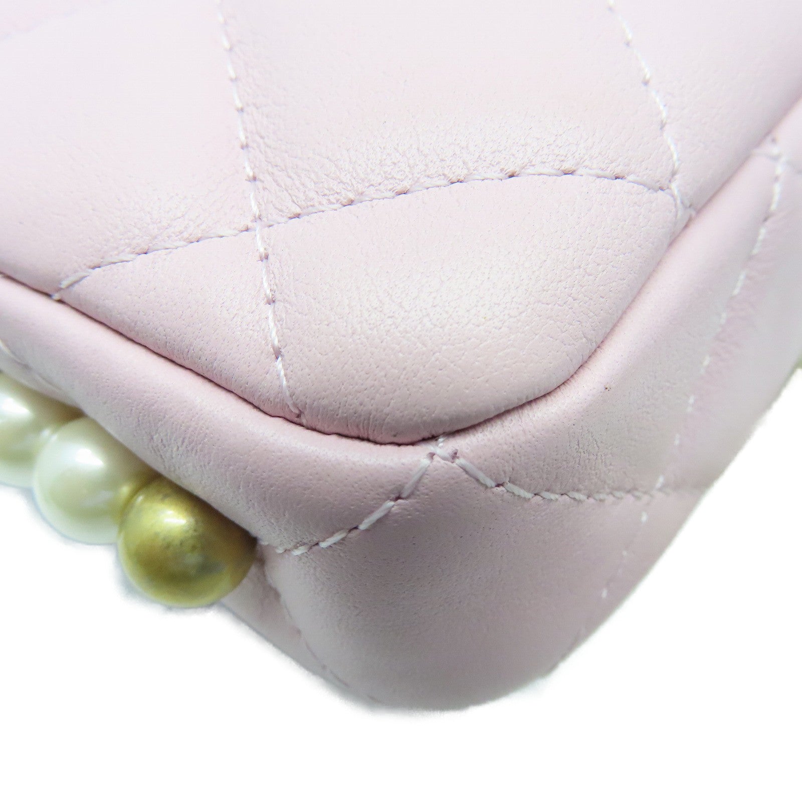 CHANEL 菱格牛皮皮革Chain Shoulder Bag金扣肩背袋粉红色