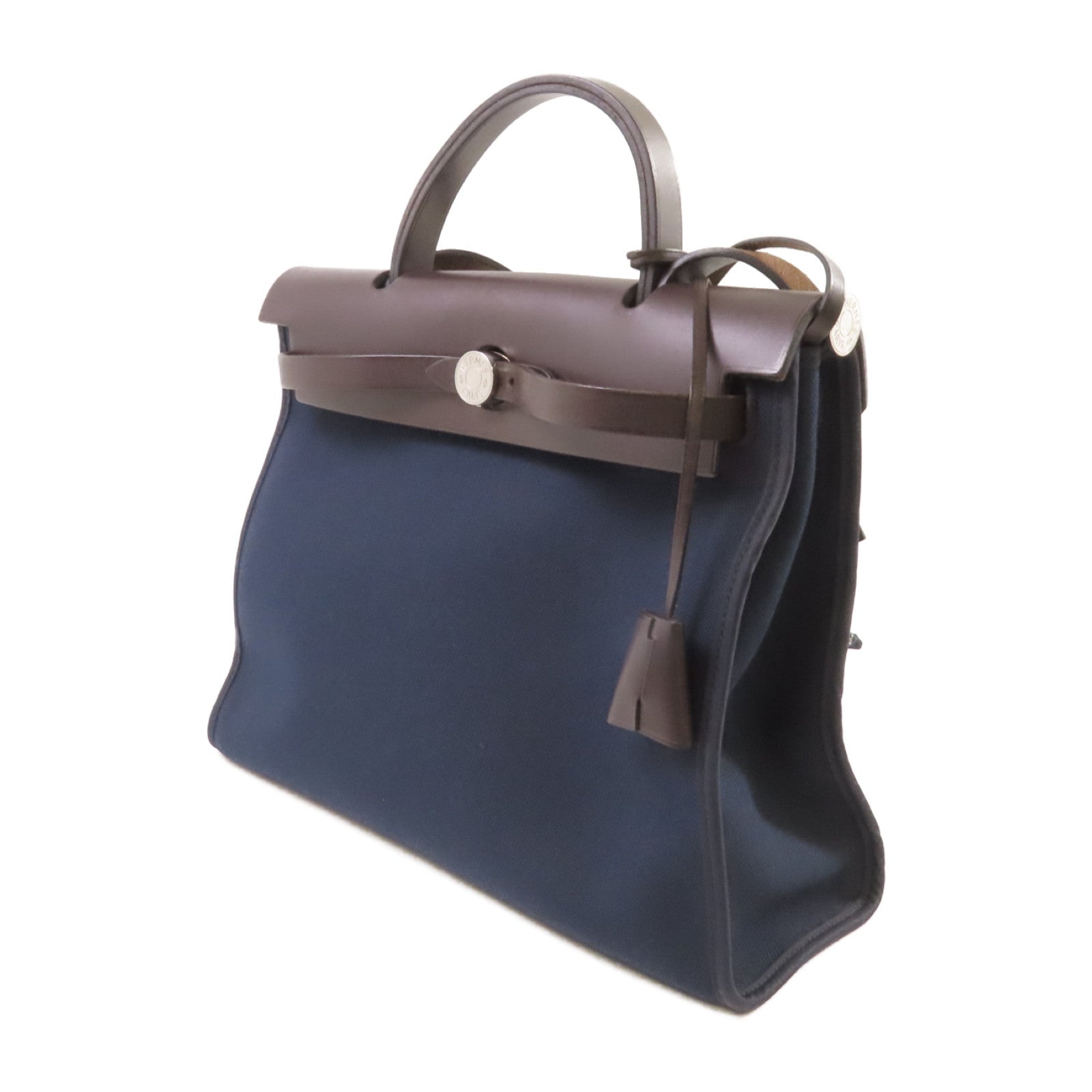 HERMES 帆布Herbag PM 2Way Shoulder Bag銀扣手挽肩背袋藍色
