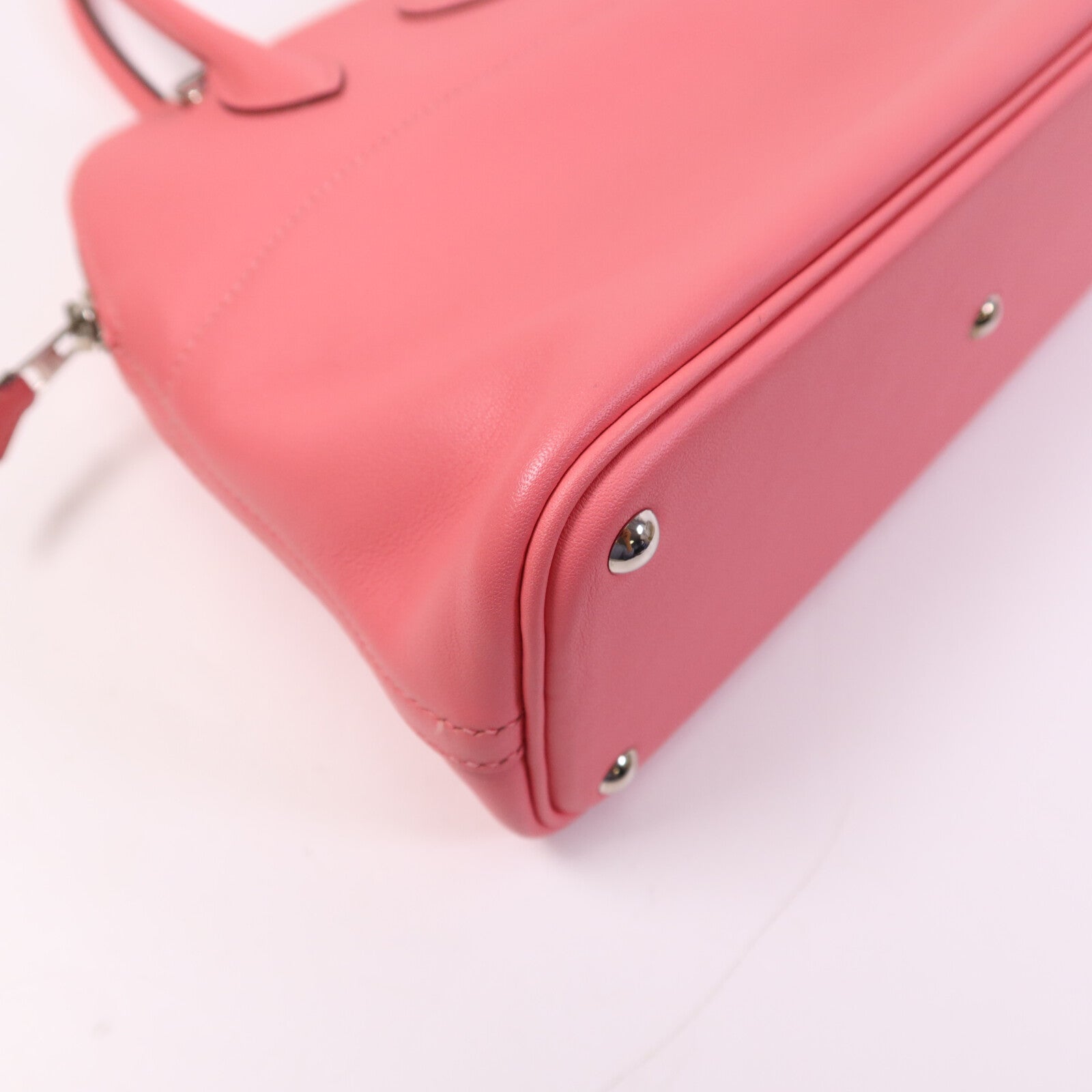 HERMES Swift皮革Bolide 27銀扣手挽肩背兩用袋Rose Azalee