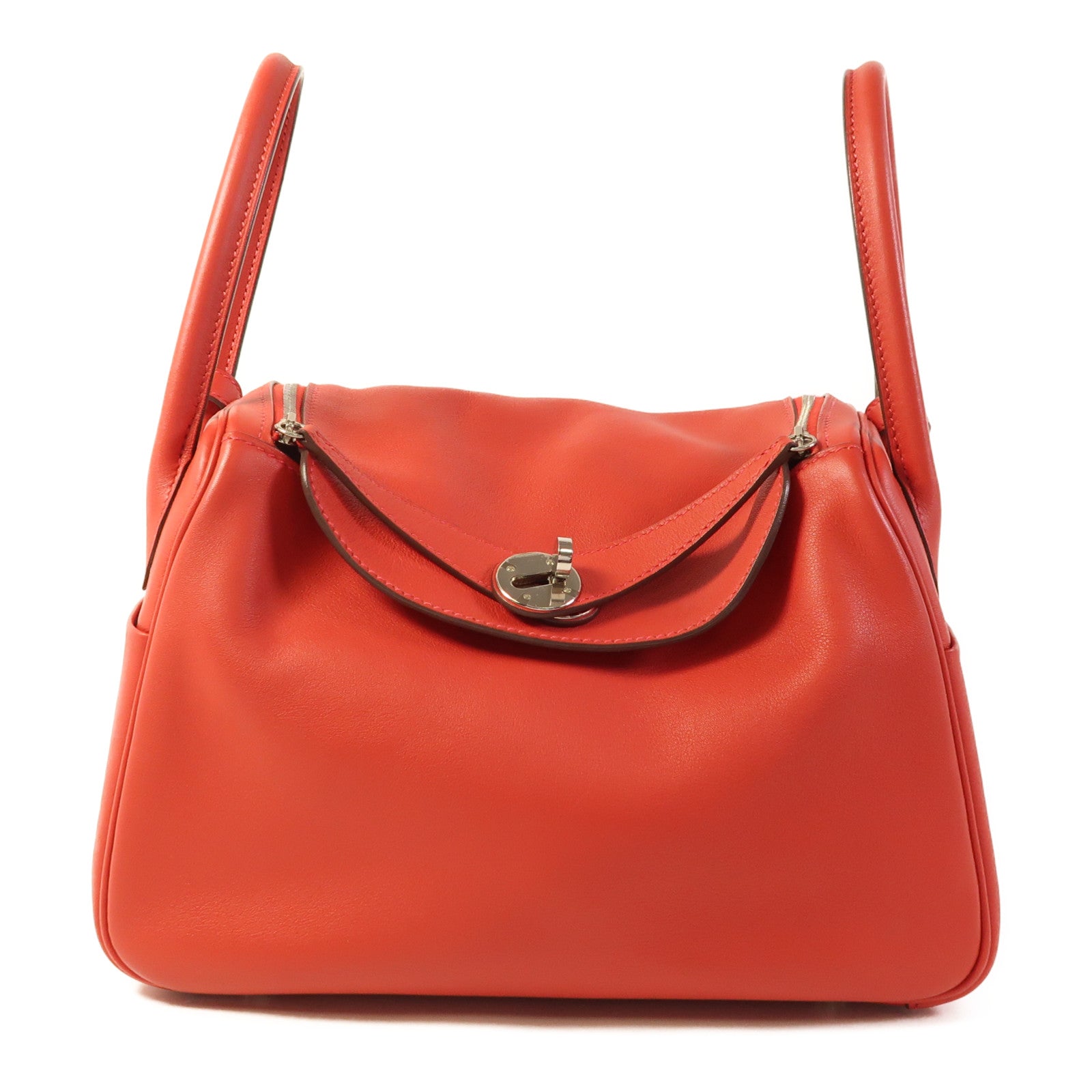 HERMES 【激減優惠】Swift皮革Lindy 26銀扣手挽肩背兩用袋Rouge Casaque