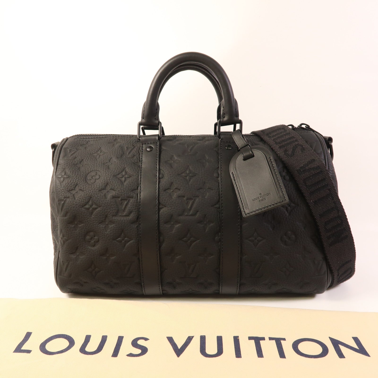 LOUIS VUITTON Monogram Taurillon Keepall Bandouliere35手挽肩背兩用袋