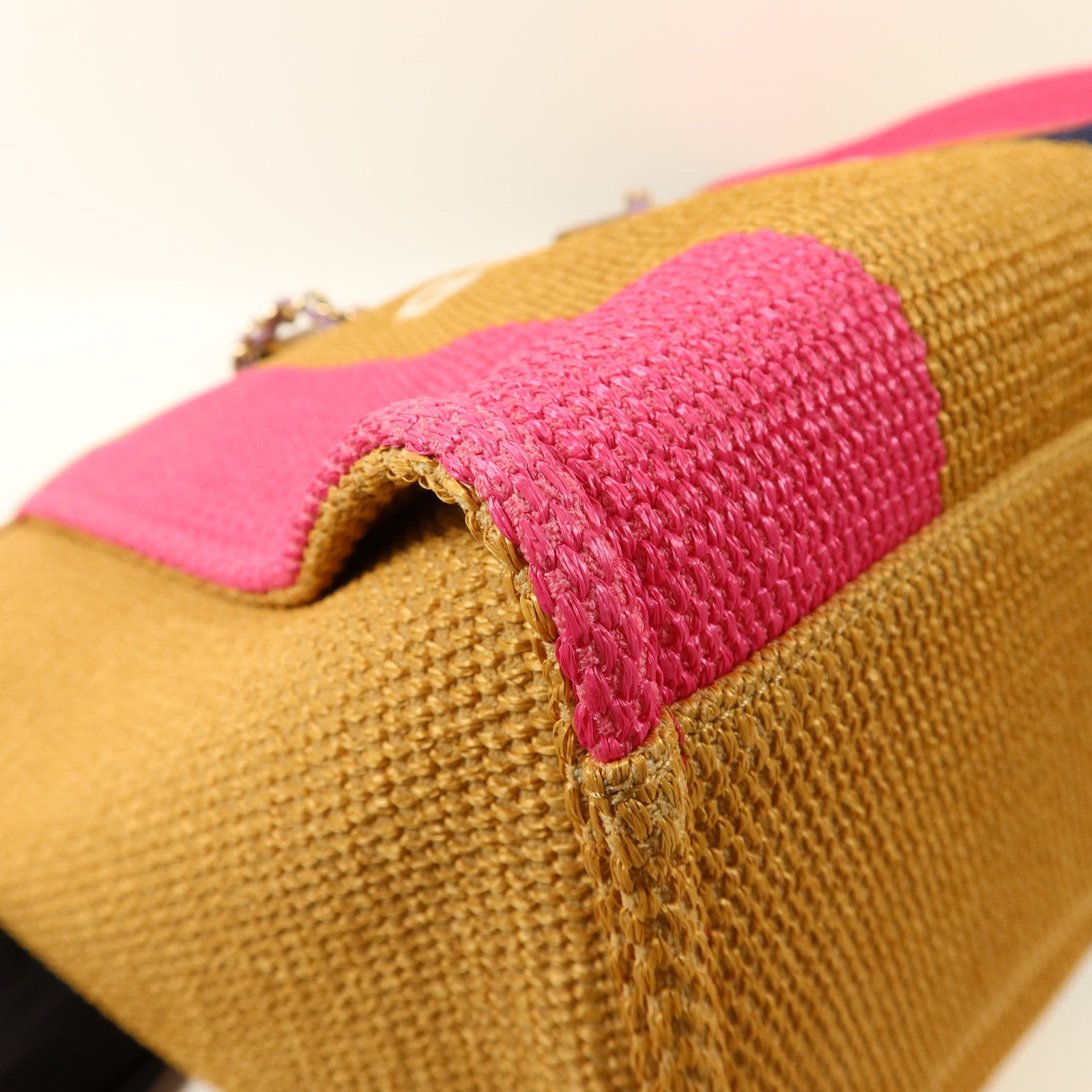 CHANEL Raffia Striped Straw Raffia Deauville Tote金扣手挽肩背兩用袋