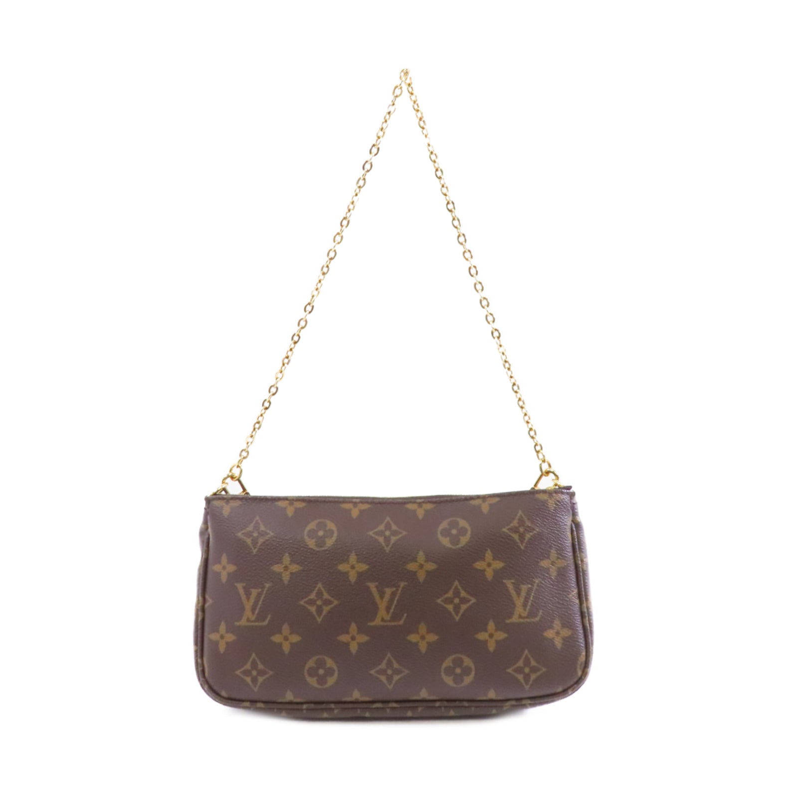 LOUIS VUITTON Monogram Multi Pochette Accessoires金扣鏈帶手挽肩背兩用袋啡色/粉紅色