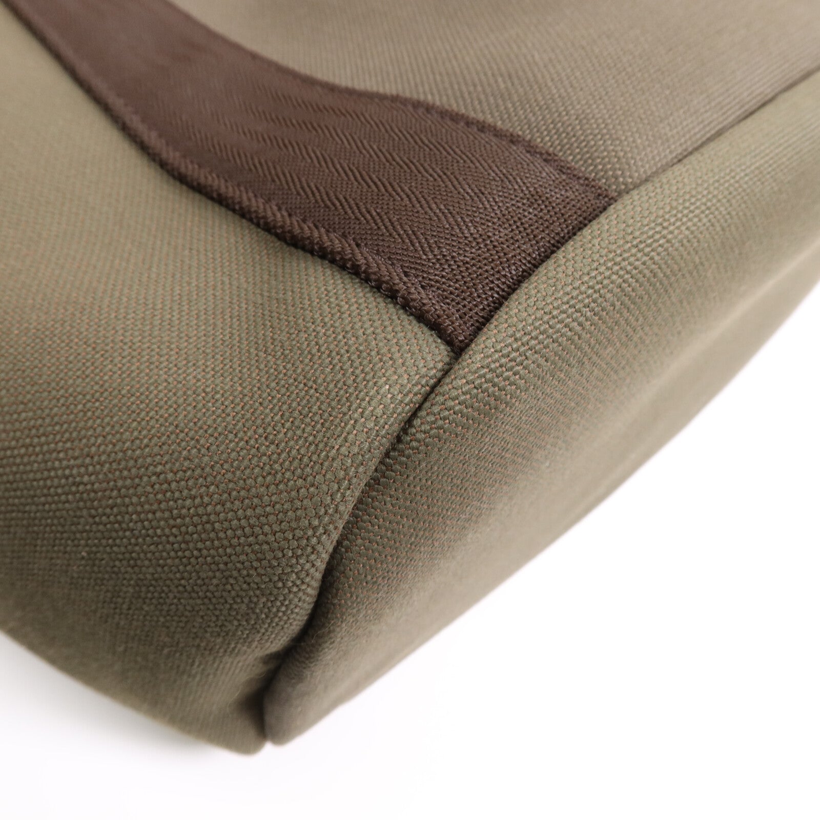 HERMES 【激減優惠】帆布Sac De Pansage Groom銀扣手挽肩背兩用袋Green