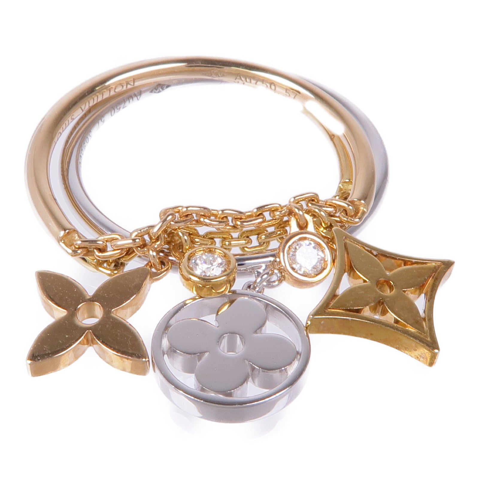 LOUIS VUITTON 18K黃金/白金/玫瑰金Idylle Blossom Ring戒指US#8