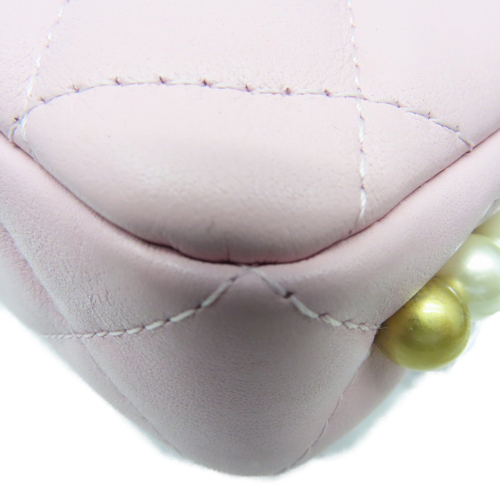 CHANEL 菱格牛皮皮革Chain Shoulder Bag金扣肩背袋粉红色