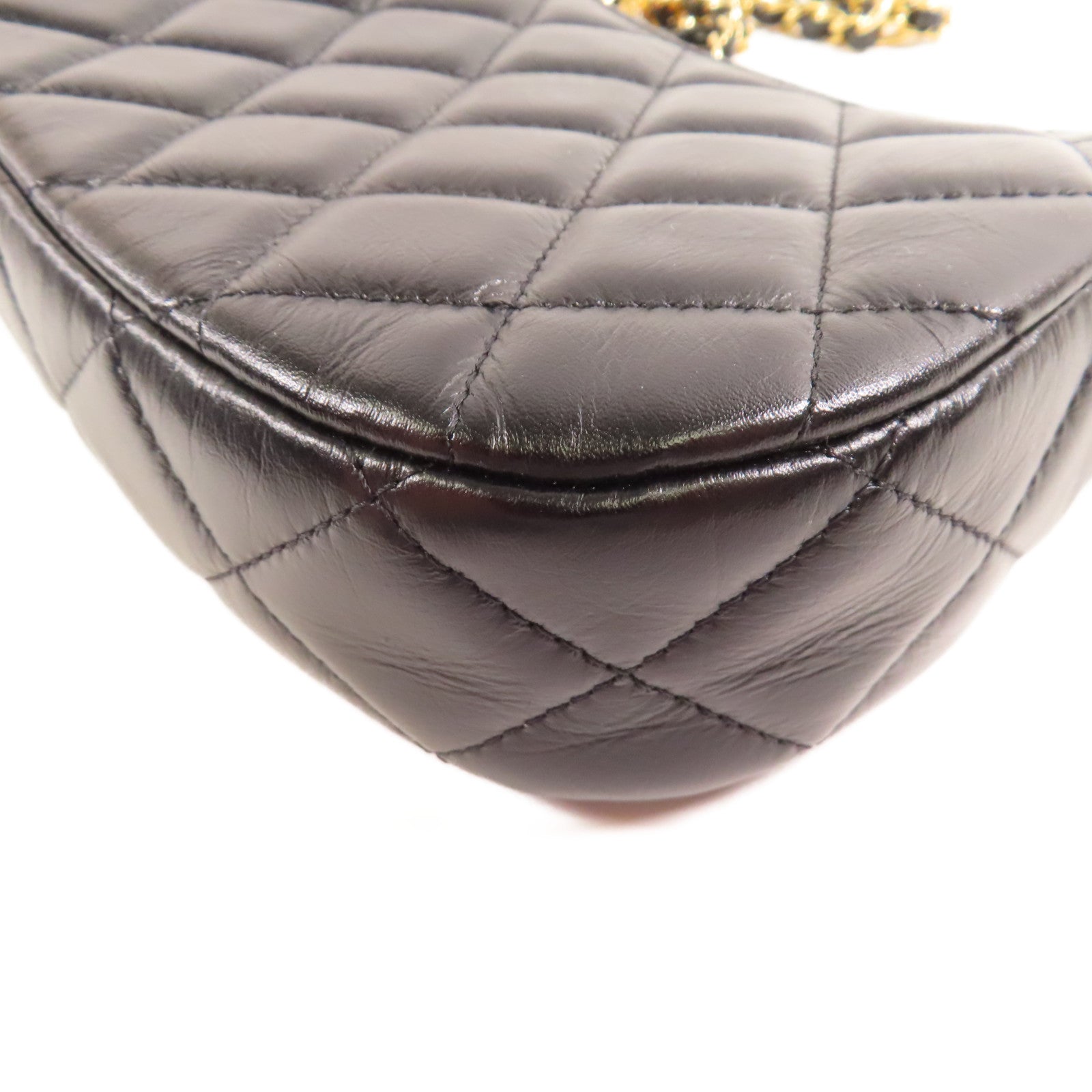CHANEL 牛皮皮革Shoulder Bag金扣鏈帶肩背袋