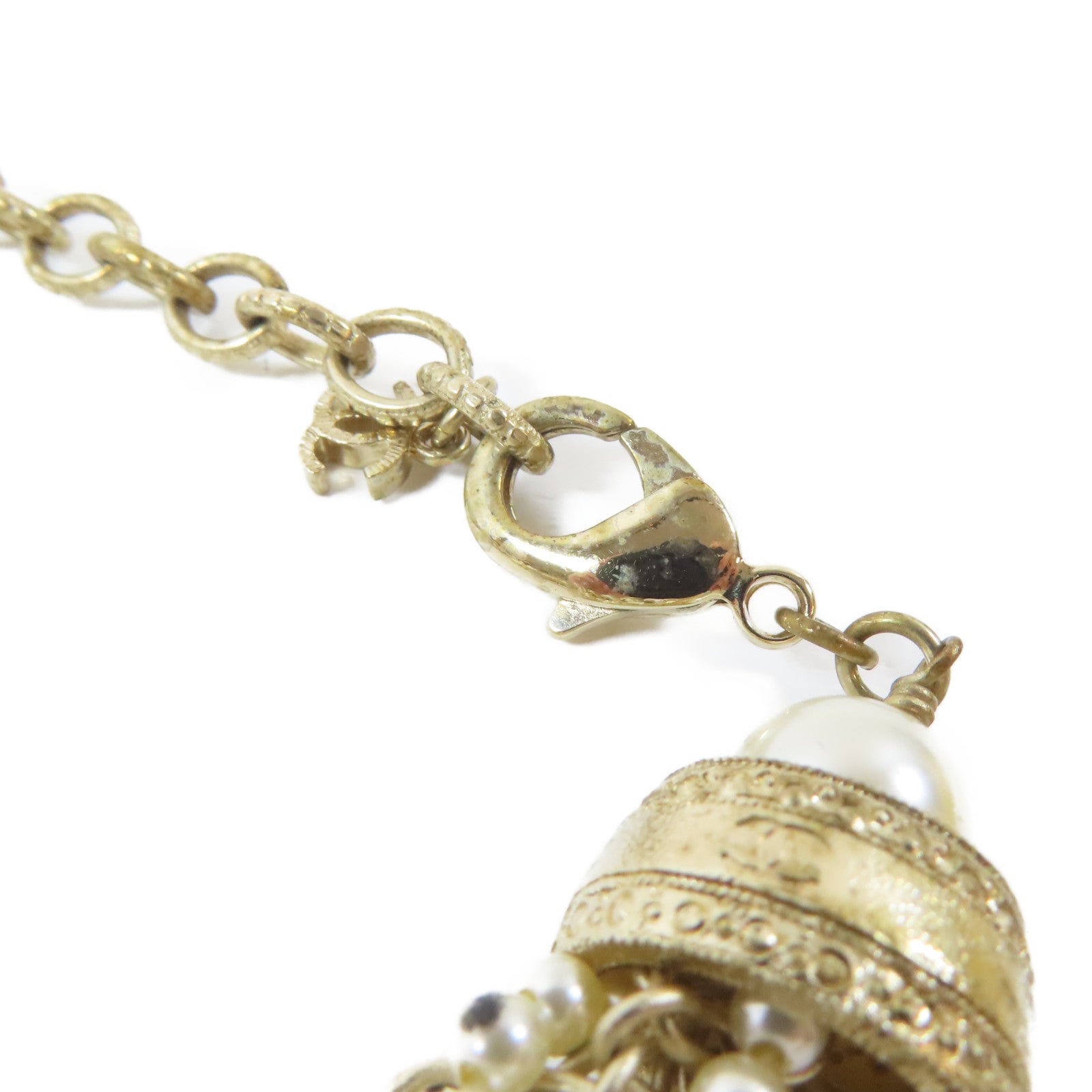 CHANEL PVC/金屬Twist Pearl Choker項鍊白色