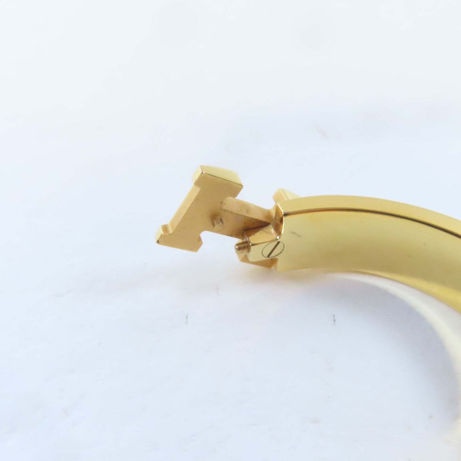 HERMES 金屬Clic H手鐲金色/白色#16cm