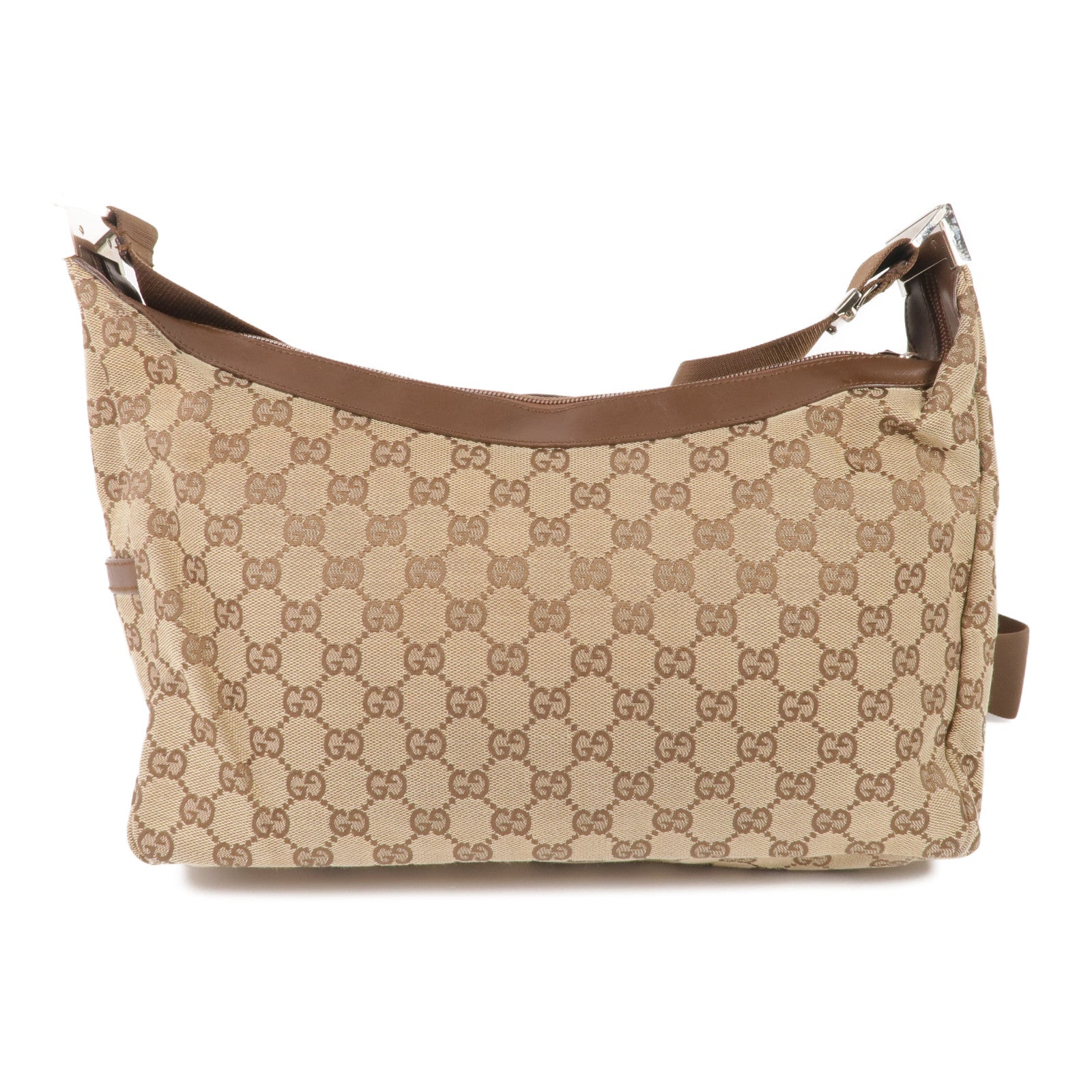GUCCI 帆布Shoulder Bag銀扣肩背袋