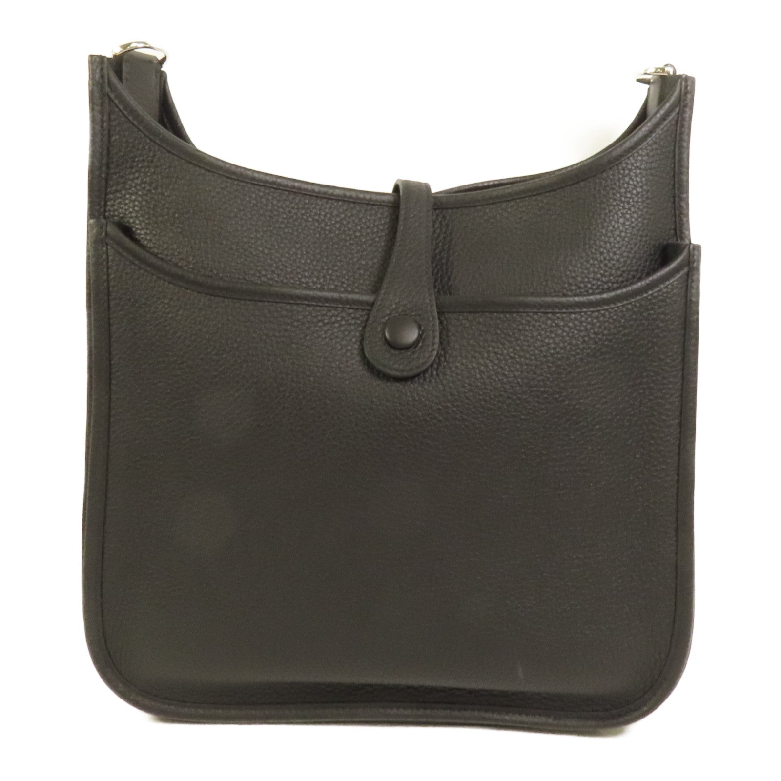 HERMES Clemence皮革Evelyne PM銀扣肩背袋Noir