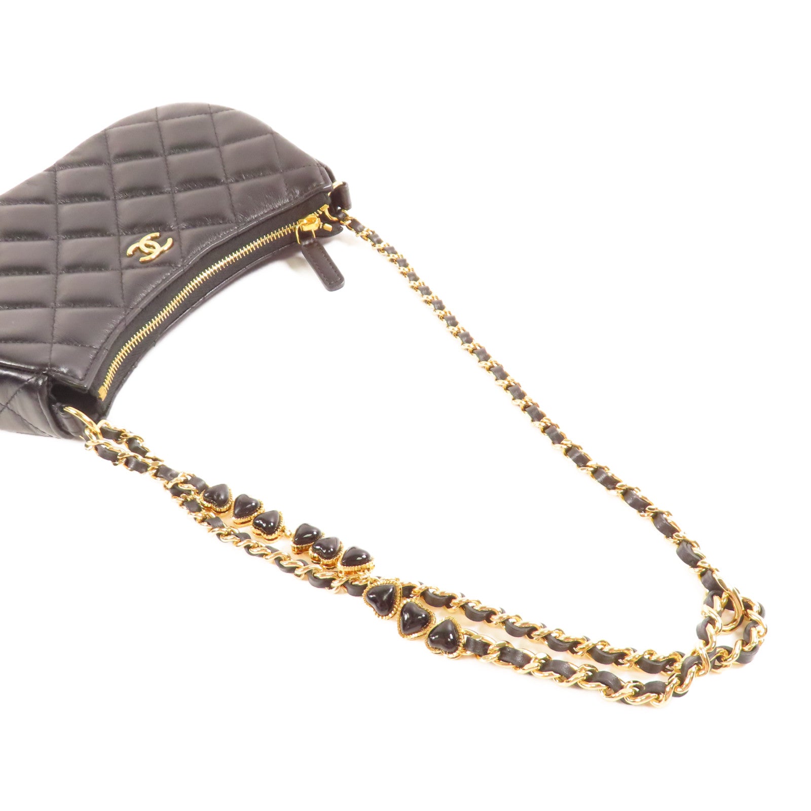 CHANEL 牛皮皮革Shoulder Bag金扣鏈帶肩背袋