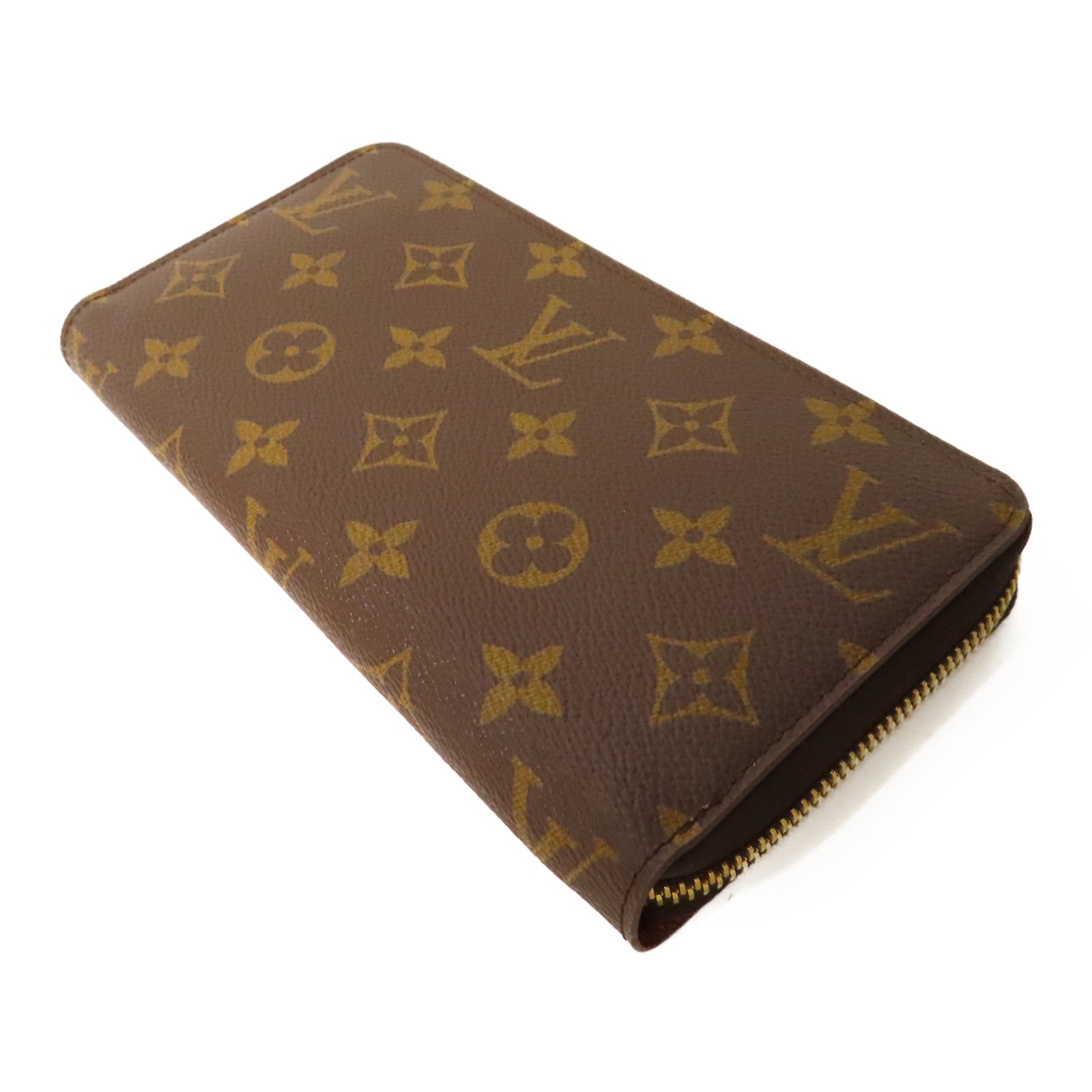 LOUIS VUITTON Monogram Zipper Long Wallet金扣長錢包棕色