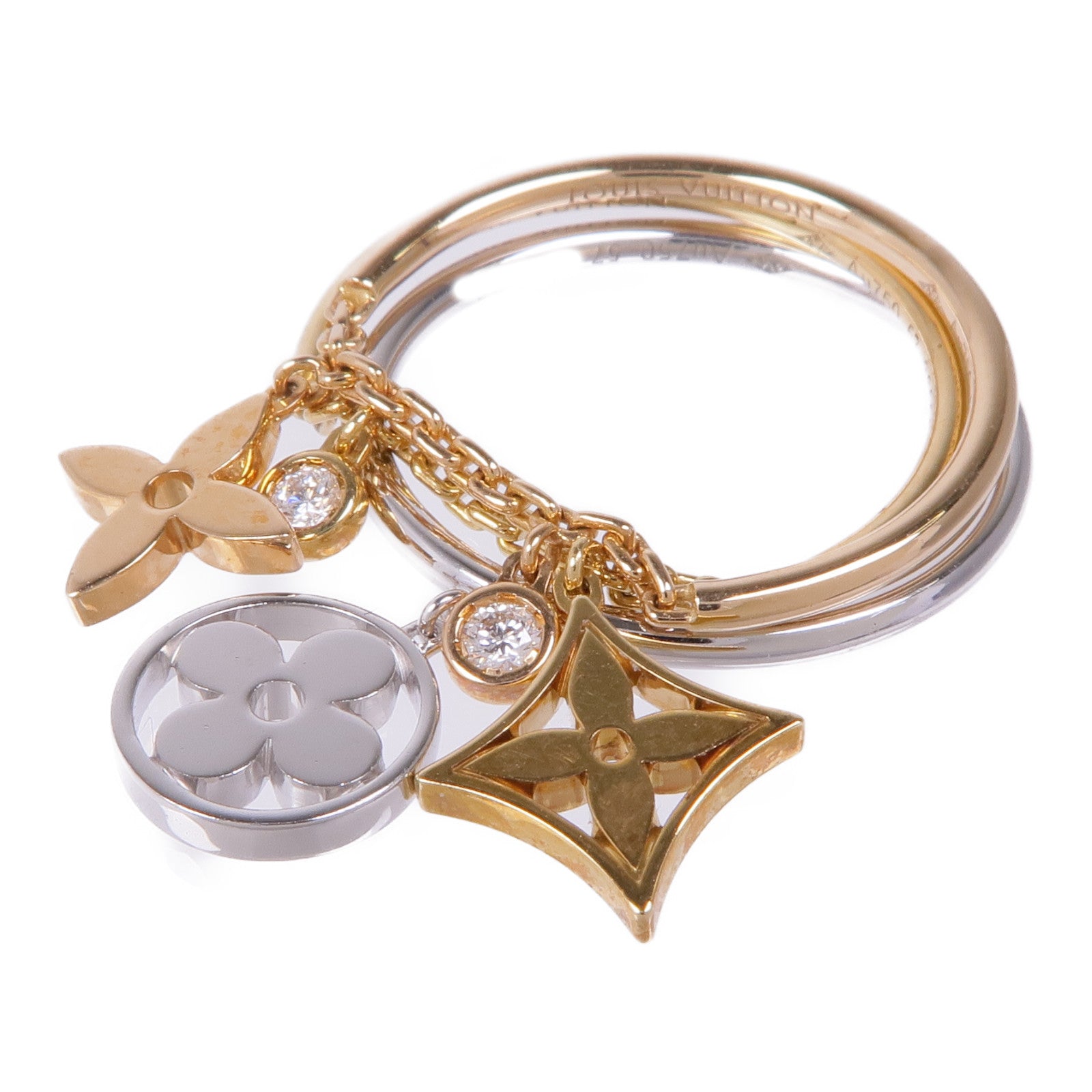 LOUIS VUITTON 18K黃金/白金/玫瑰金Idylle Blossom Ring戒指US#8