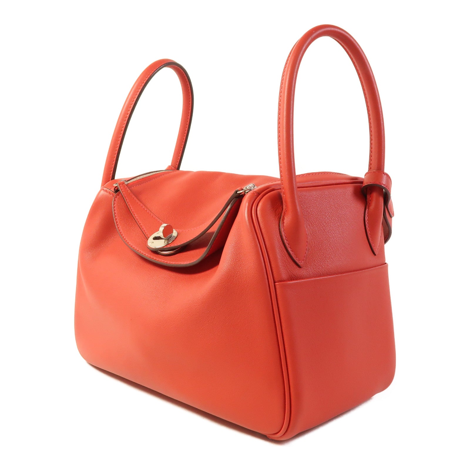 HERMES Swift皮革Lindy 26銀扣手挽肩背兩用袋Rouge Casaque