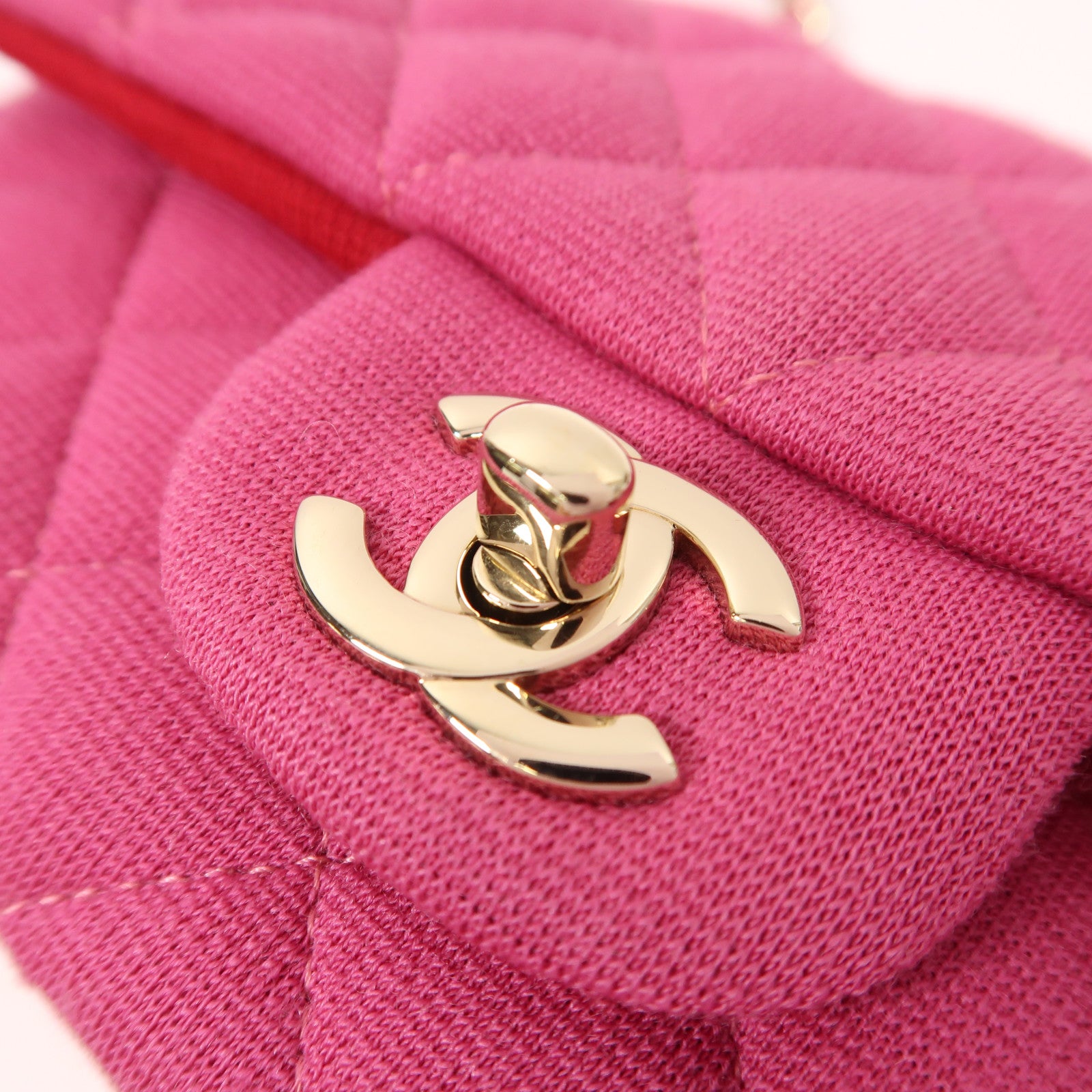 CHANEL 棉質Mini Classic 20金扣鏈帶肩背袋