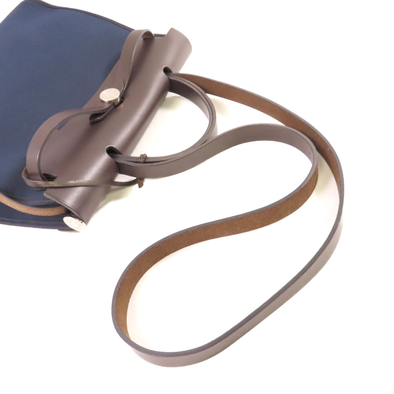 HERMES 帆布Herbag PM 2Way Shoulder Bag銀扣手挽肩背袋藍色