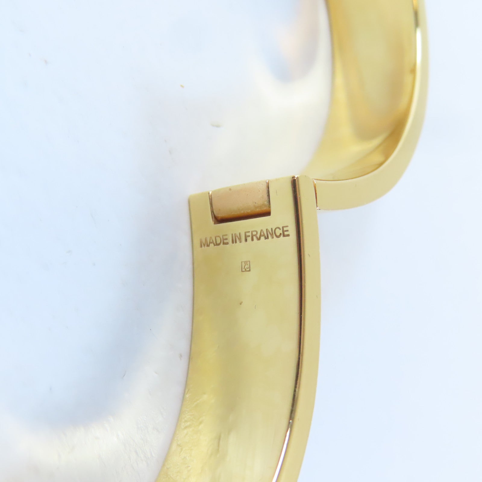 HERMES 金屬Clic H手鐲金色/白色#16cm
