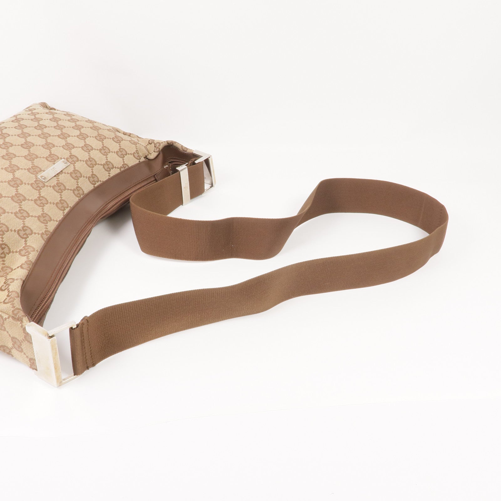 GUCCI 帆布Shoulder Bag銀扣肩背袋