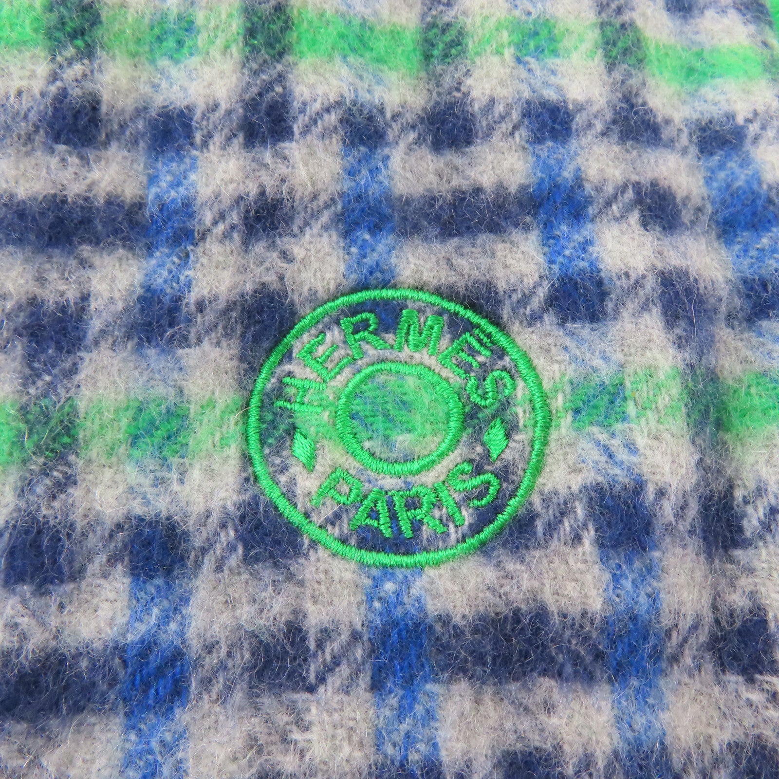 HERMES 羊絨Scarf圍巾綠色/藍色