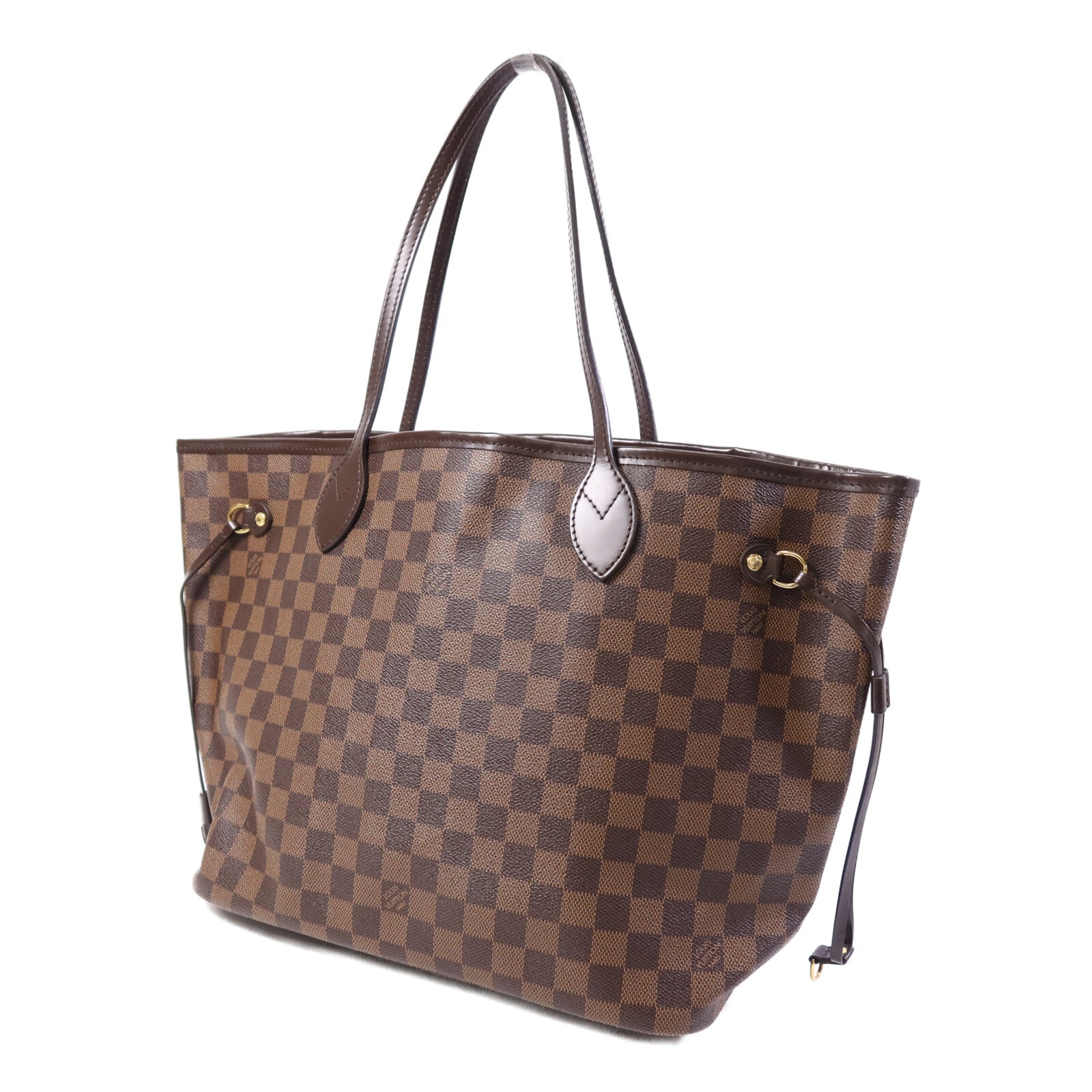 LOUIS VUITTON Damier Neverfull MM金扣手挽袋