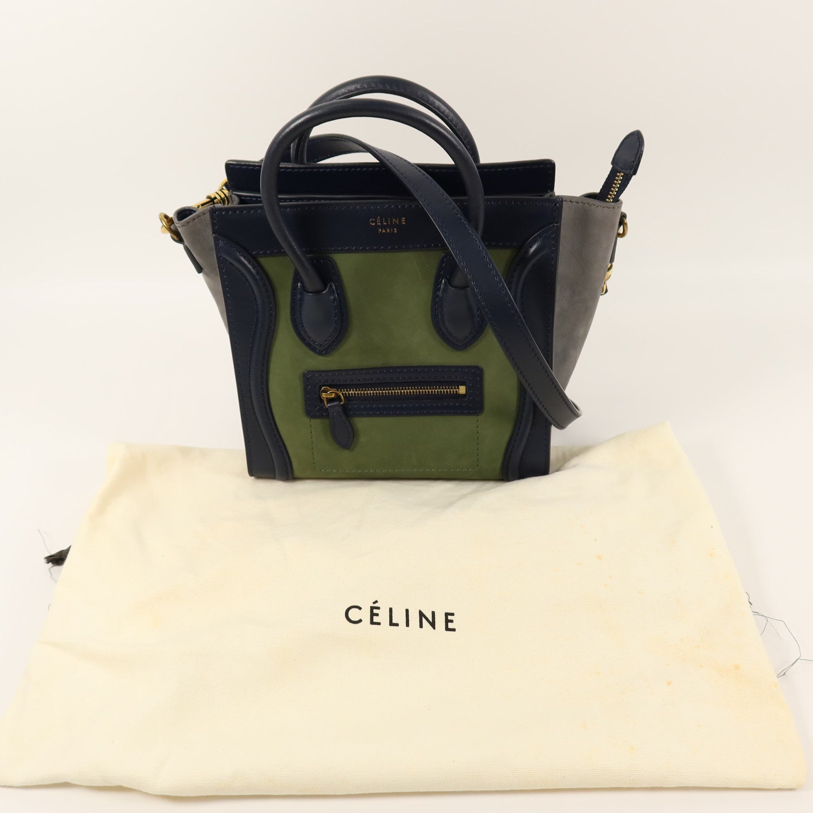 CELINE 麂皮/牛皮皮革Nano Luggage手挽肩背兩用袋