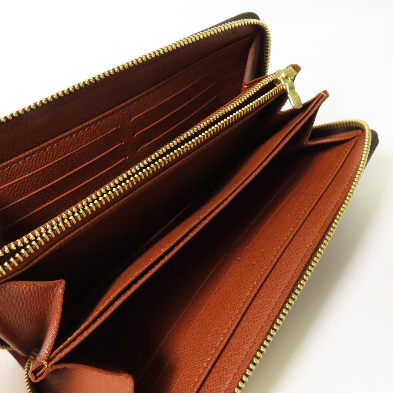 LOUIS VUITTON Monogram Zipper Long Wallet金扣長錢包棕色