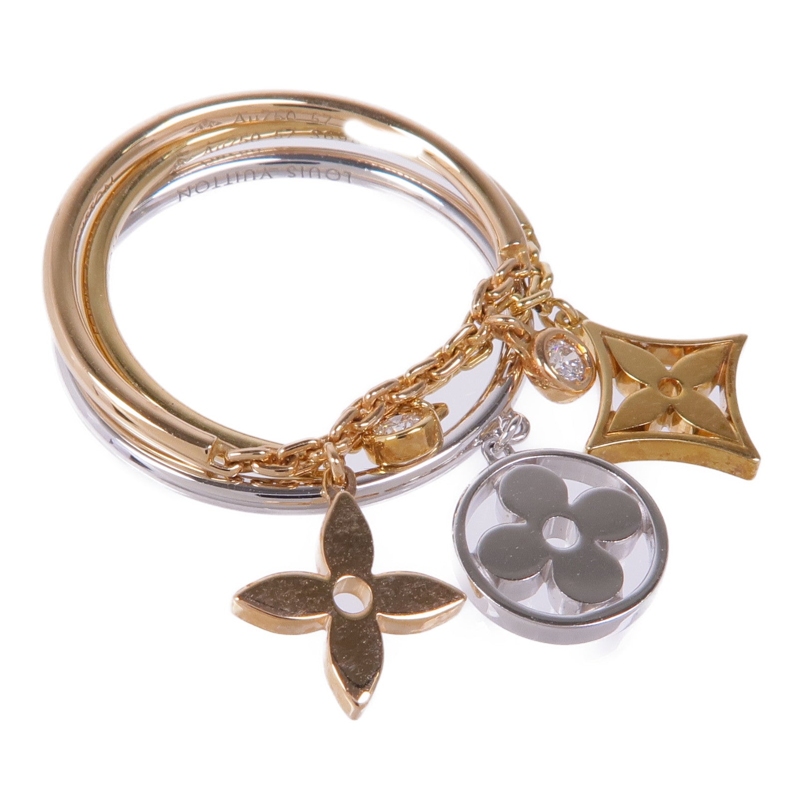 LOUIS VUITTON 18K黃金/白金/玫瑰金Idylle Blossom Ring戒指US#8
