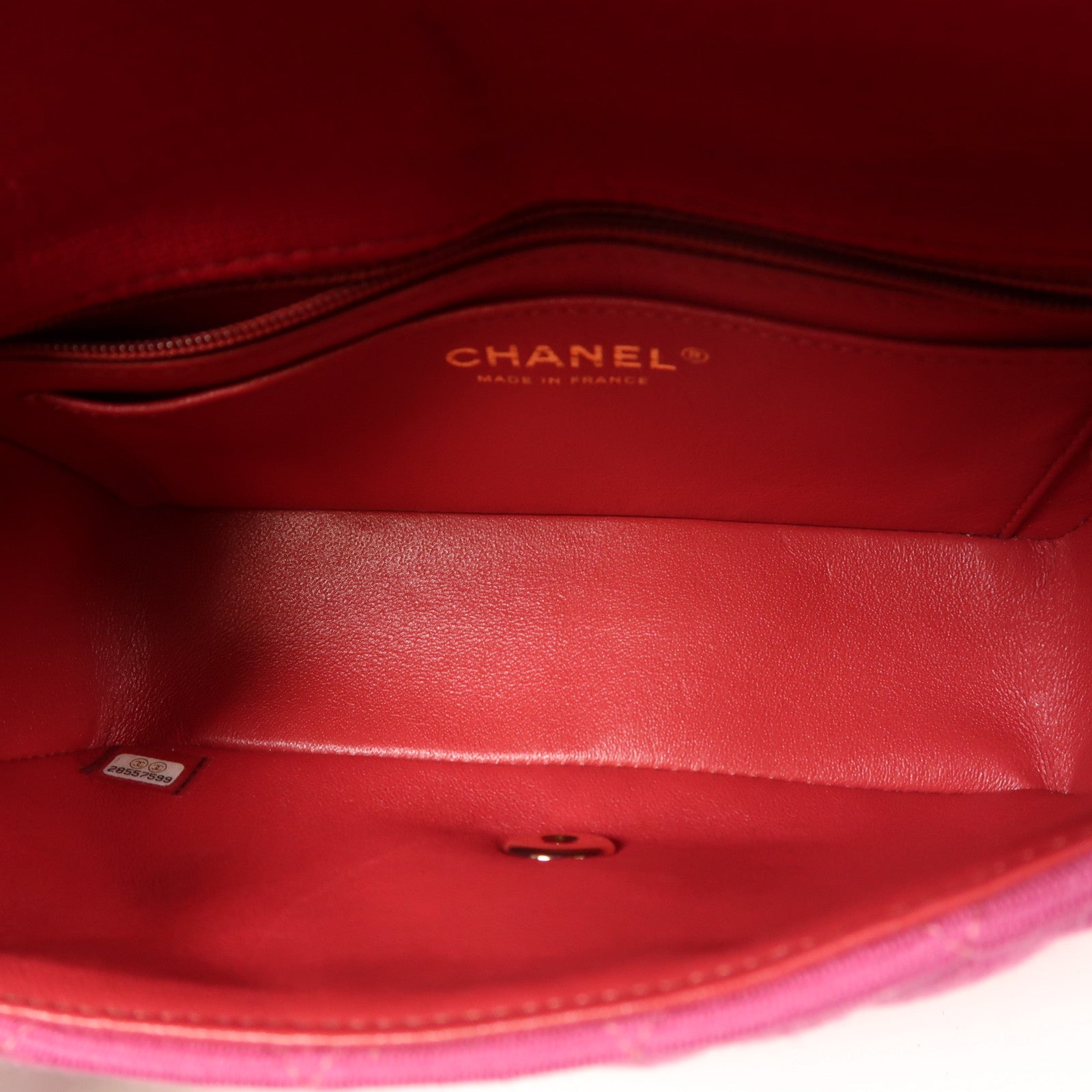 CHANEL 棉質Mini Classic 20金扣鏈帶肩背袋