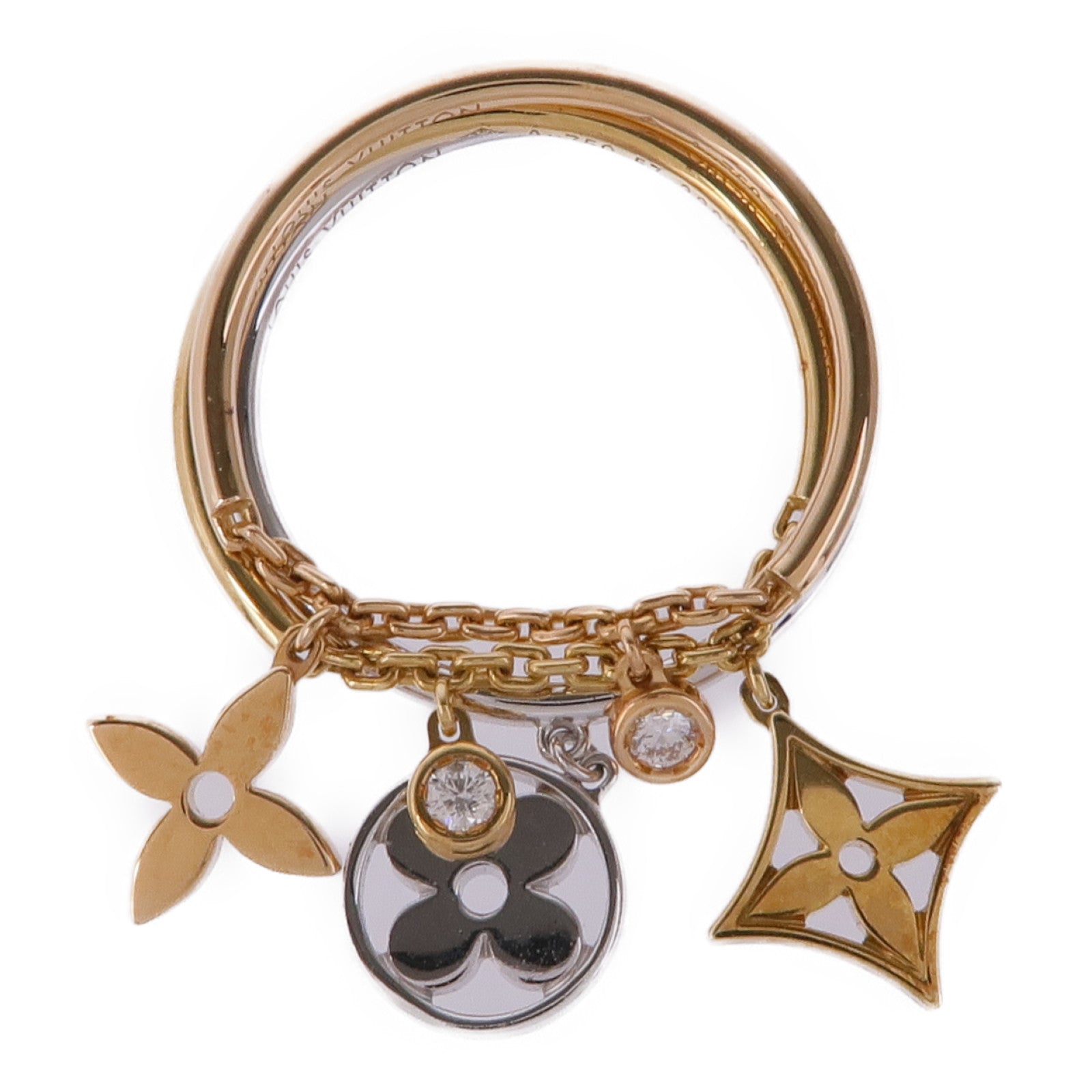 LOUIS VUITTON 18K黃金/白金/玫瑰金Idylle Blossom Ring戒指US#8