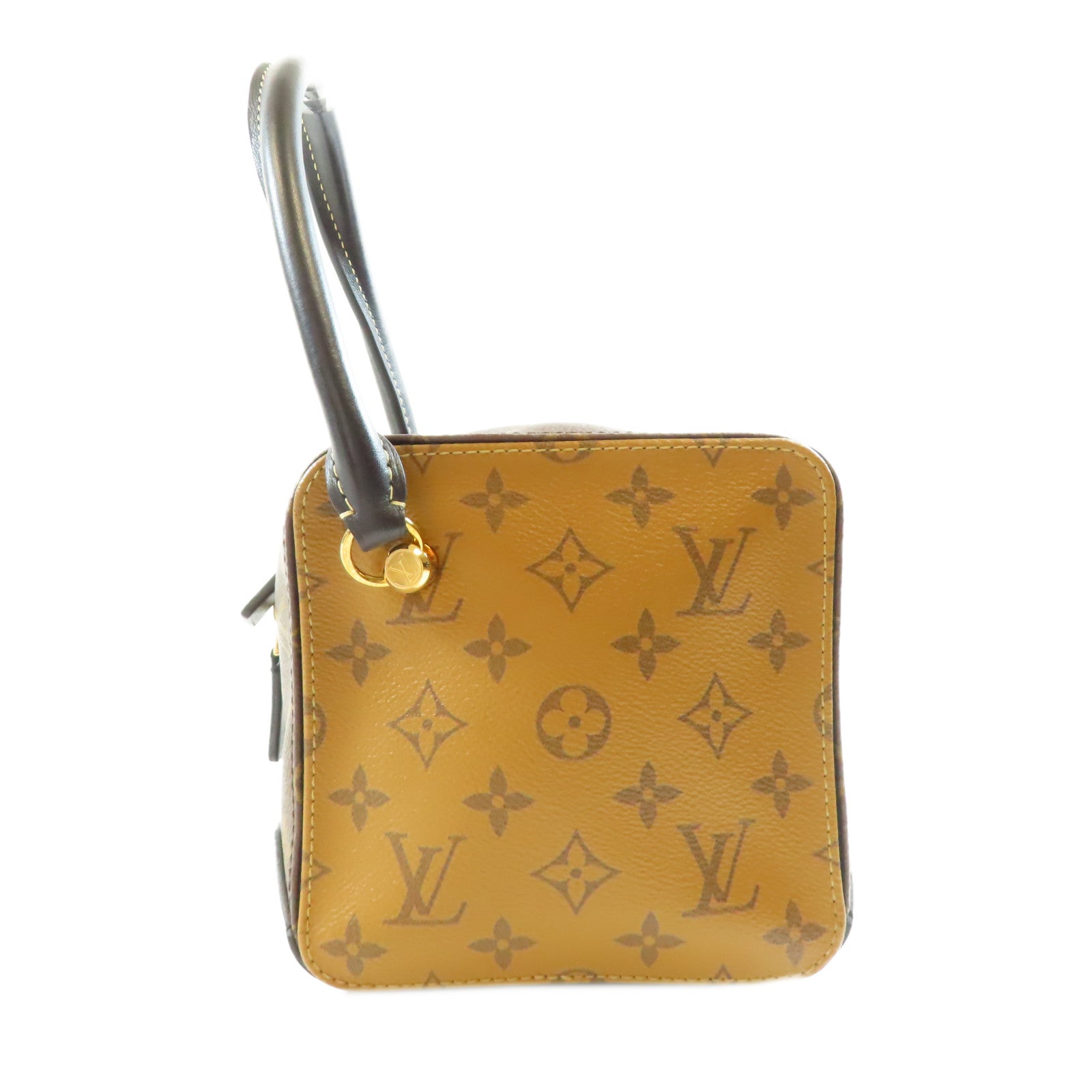 LOUIS VUITTON Monogram Reverse Square Bag金扣手挽肩背兩用袋棕色