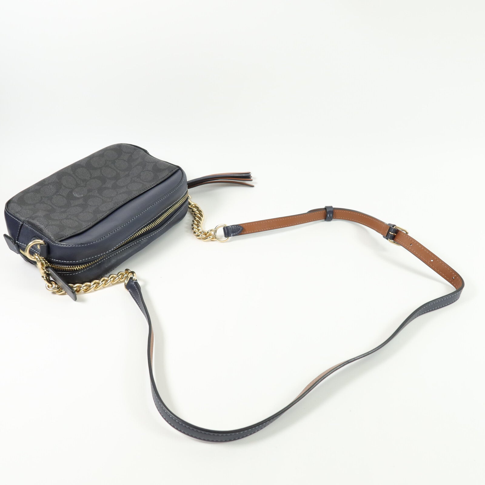 COACH 塗層帆布/牛皮皮革Camera Bag肩背袋