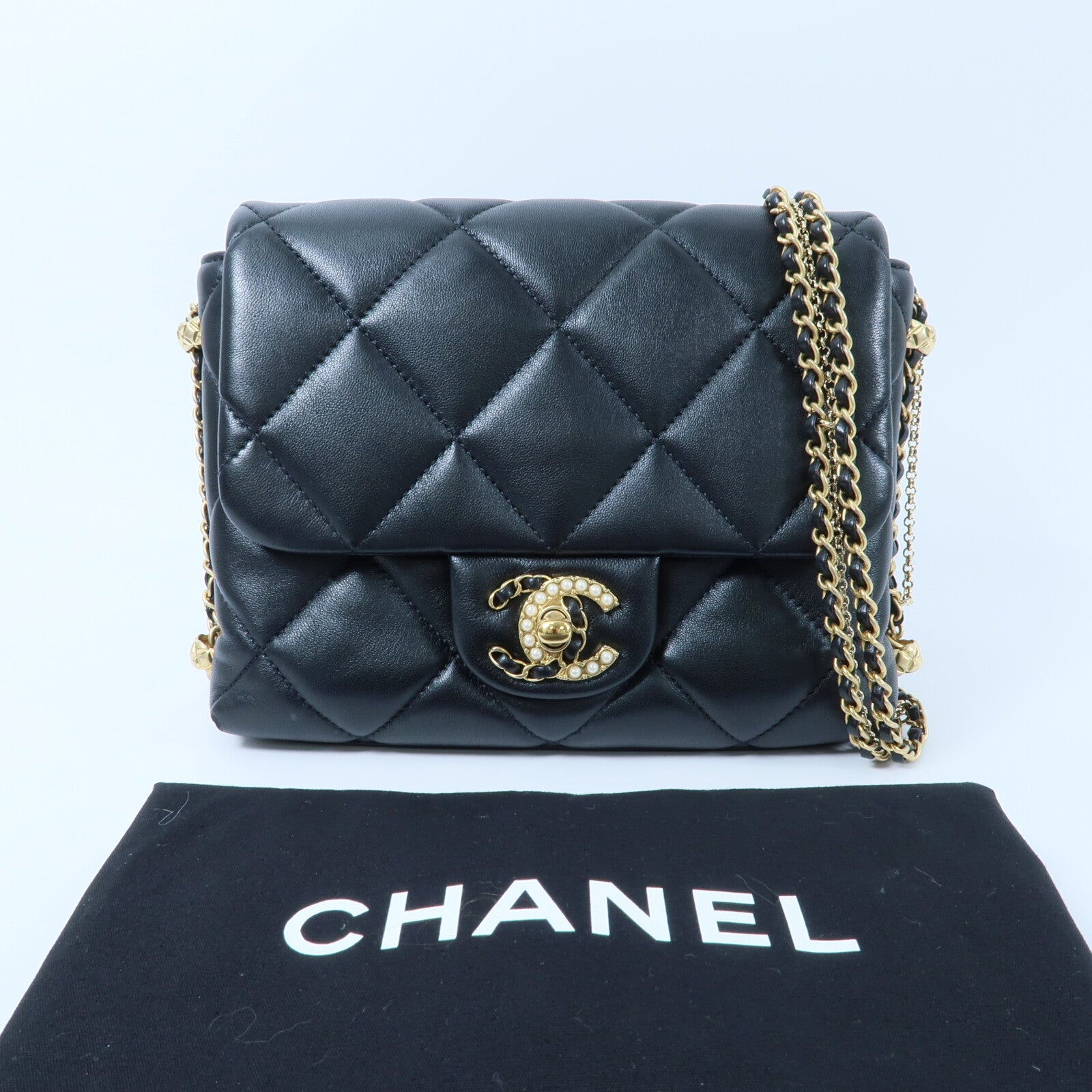 CHANEL 羊皮皮革Chain Shoulder鏈帶肩背袋