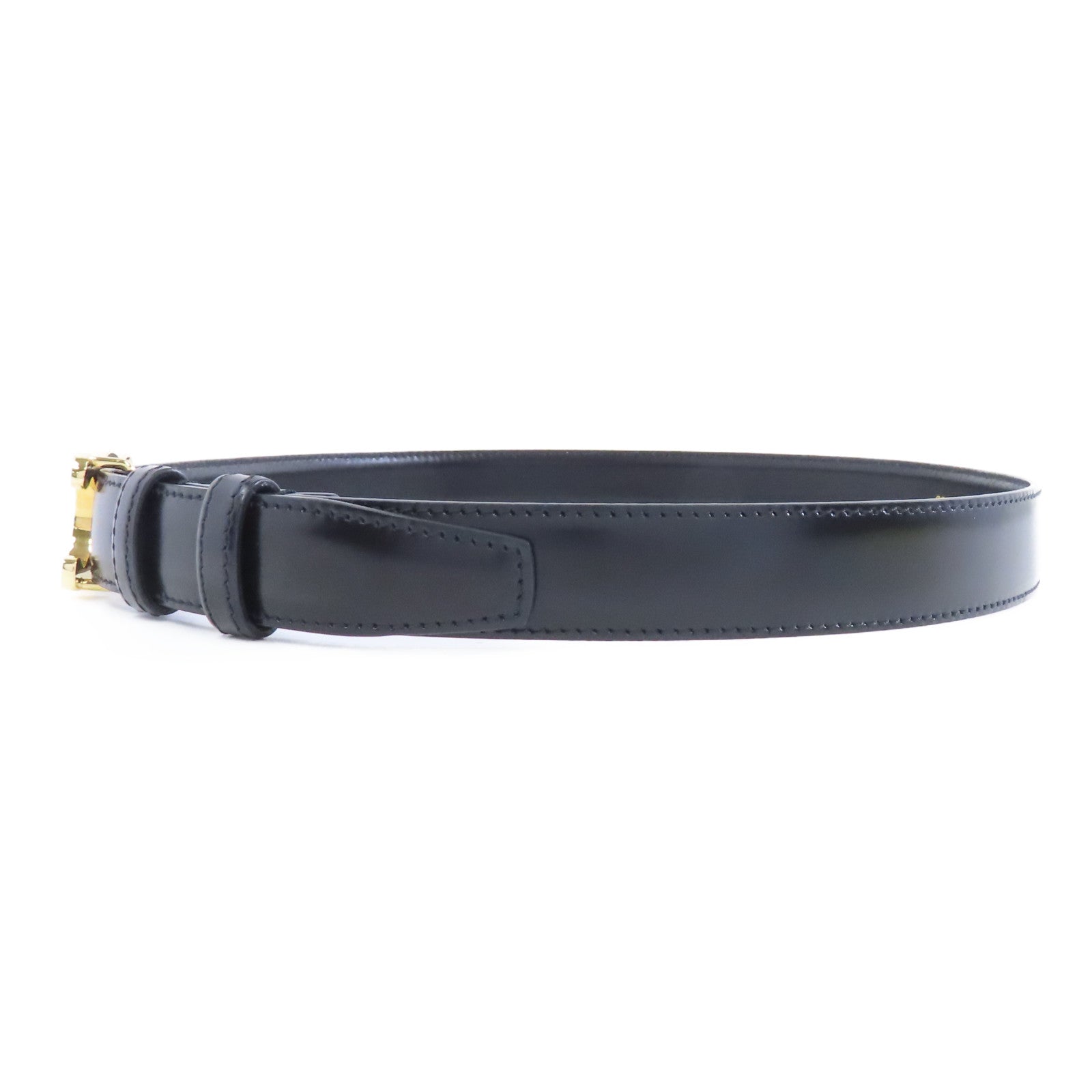 CELINE 牛皮皮革Belt 75cm金扣皮帶黑色