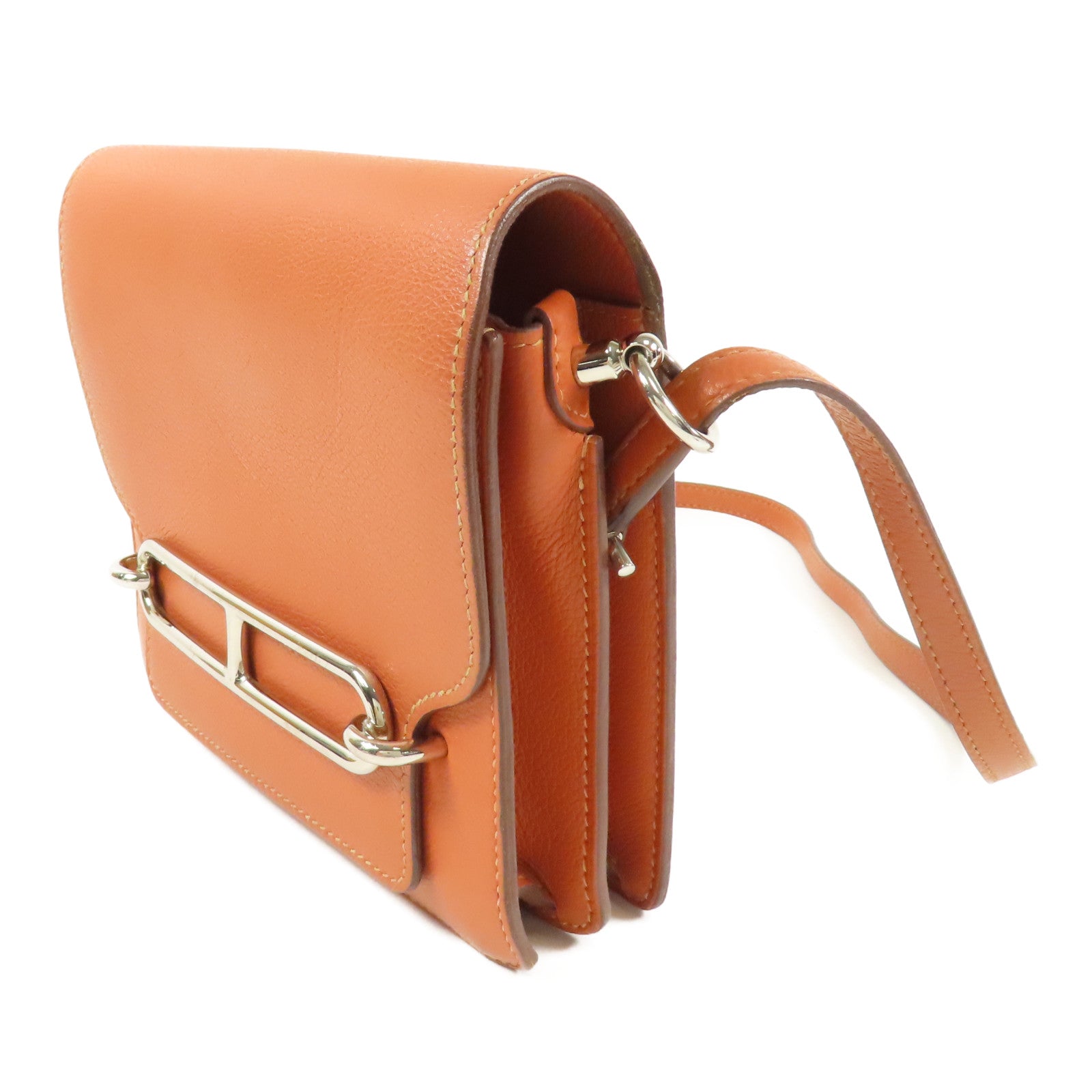 HERMES 【激減優惠】Evercolor皮革Mini Roulis金扣肩背袋Terre Battue/Capucine