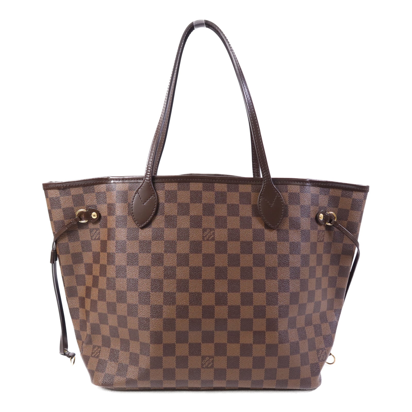 LOUIS VUITTON Damier Neverfull MM金扣手挽袋