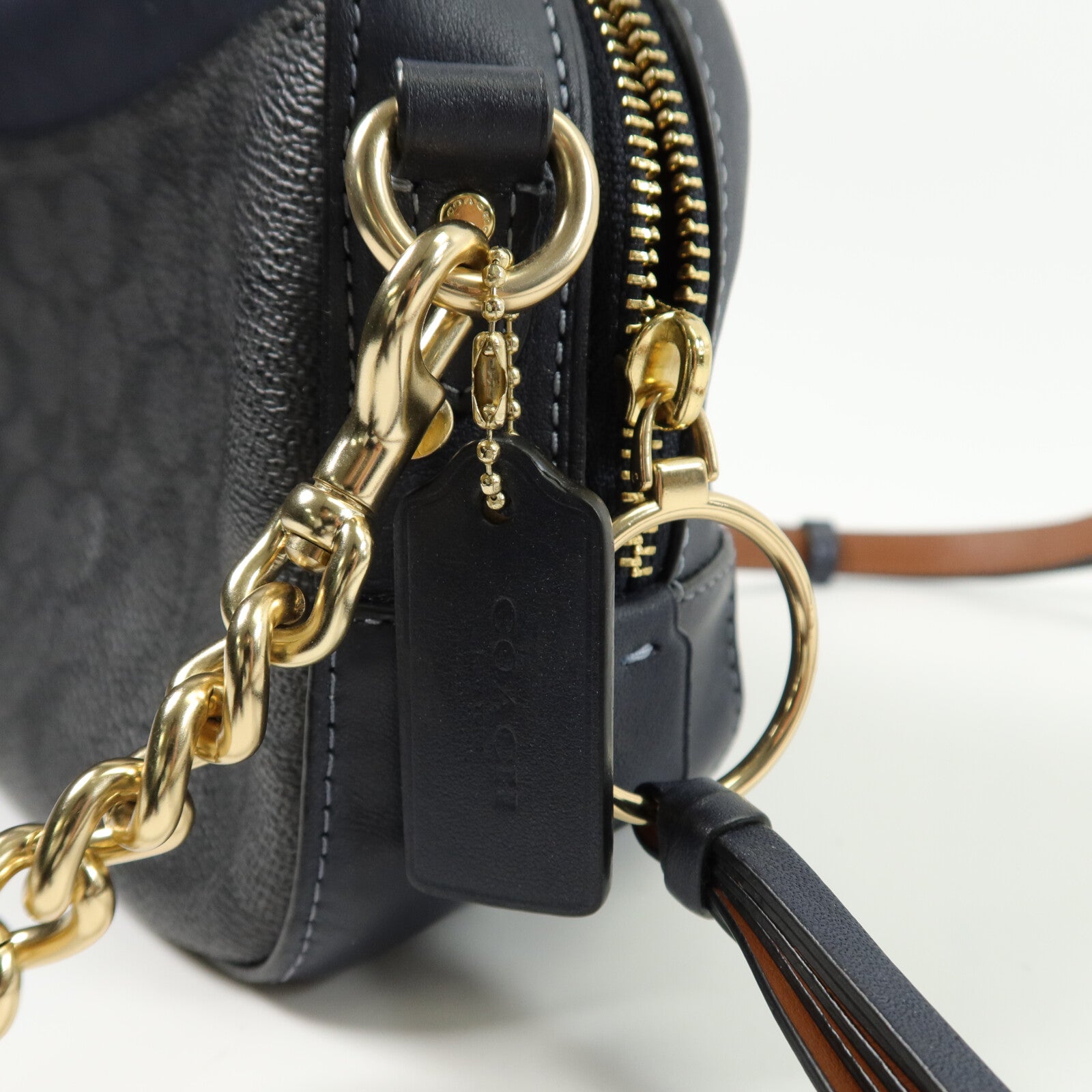 COACH 塗層帆布/牛皮皮革Camera Bag肩背袋