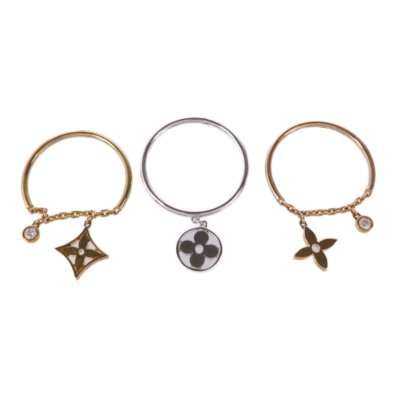 LOUIS VUITTON 18K黃金/白金/玫瑰金Idylle Blossom Ring戒指US#8