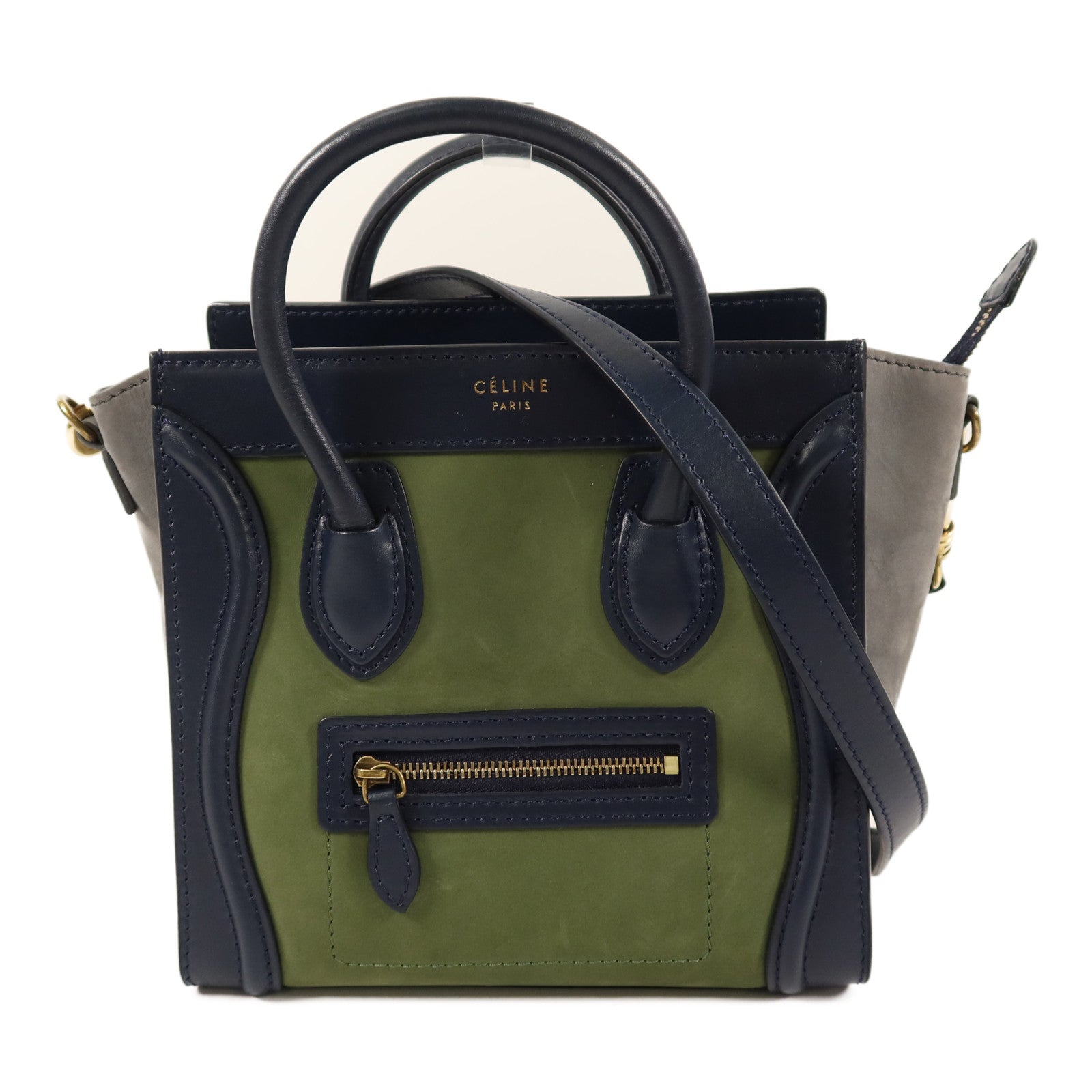 CELINE 麂皮/牛皮皮革Nano Luggage手挽肩背兩用袋