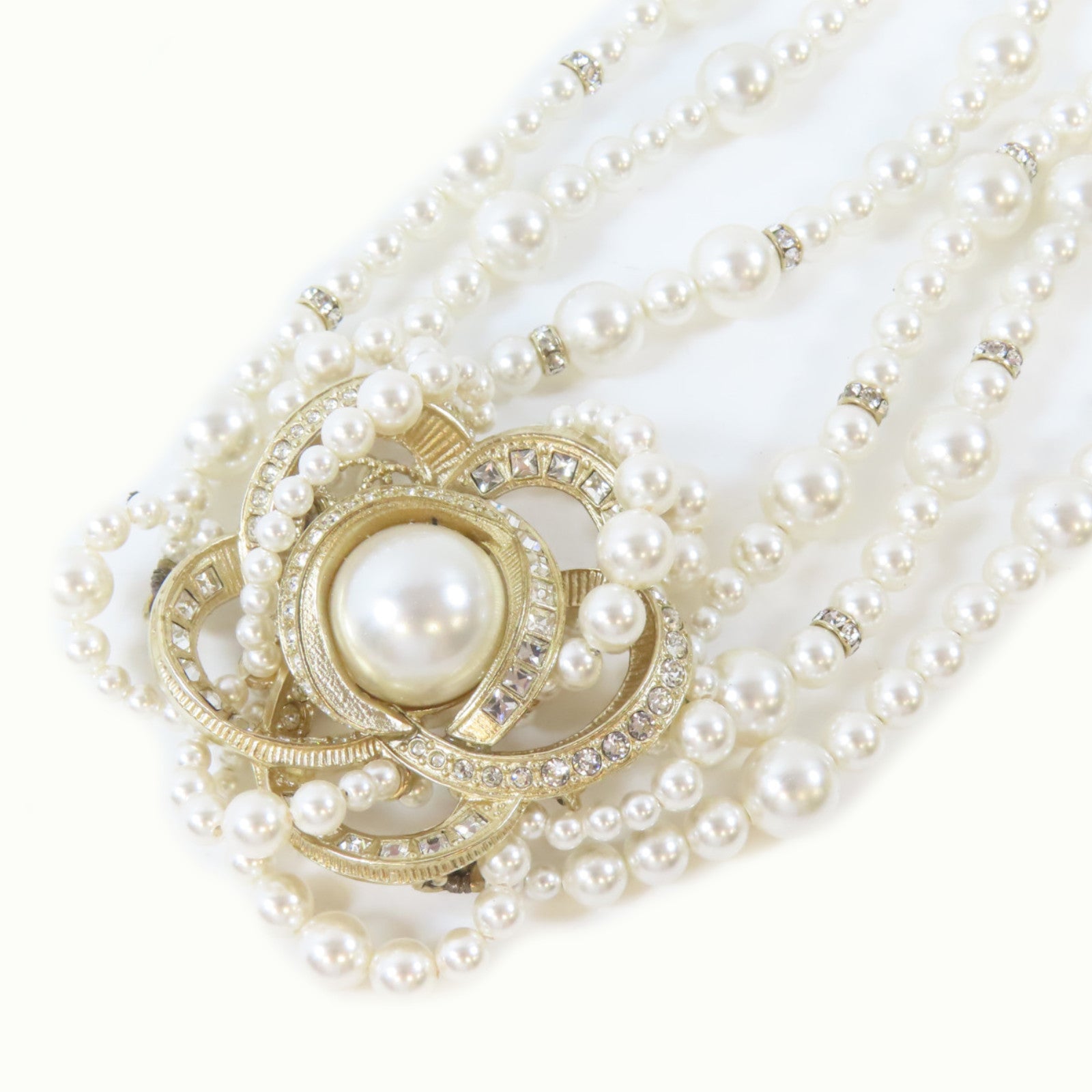 CHANEL 金屬Flower Choker項鍊白色